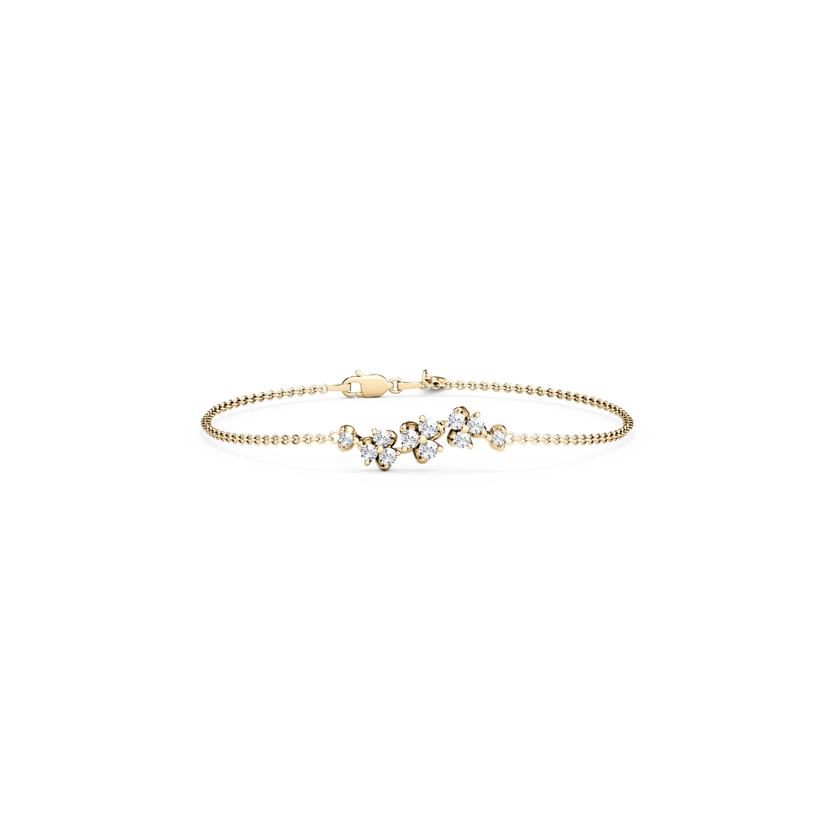 Diamond Cluster Bracelet | 14K Gold