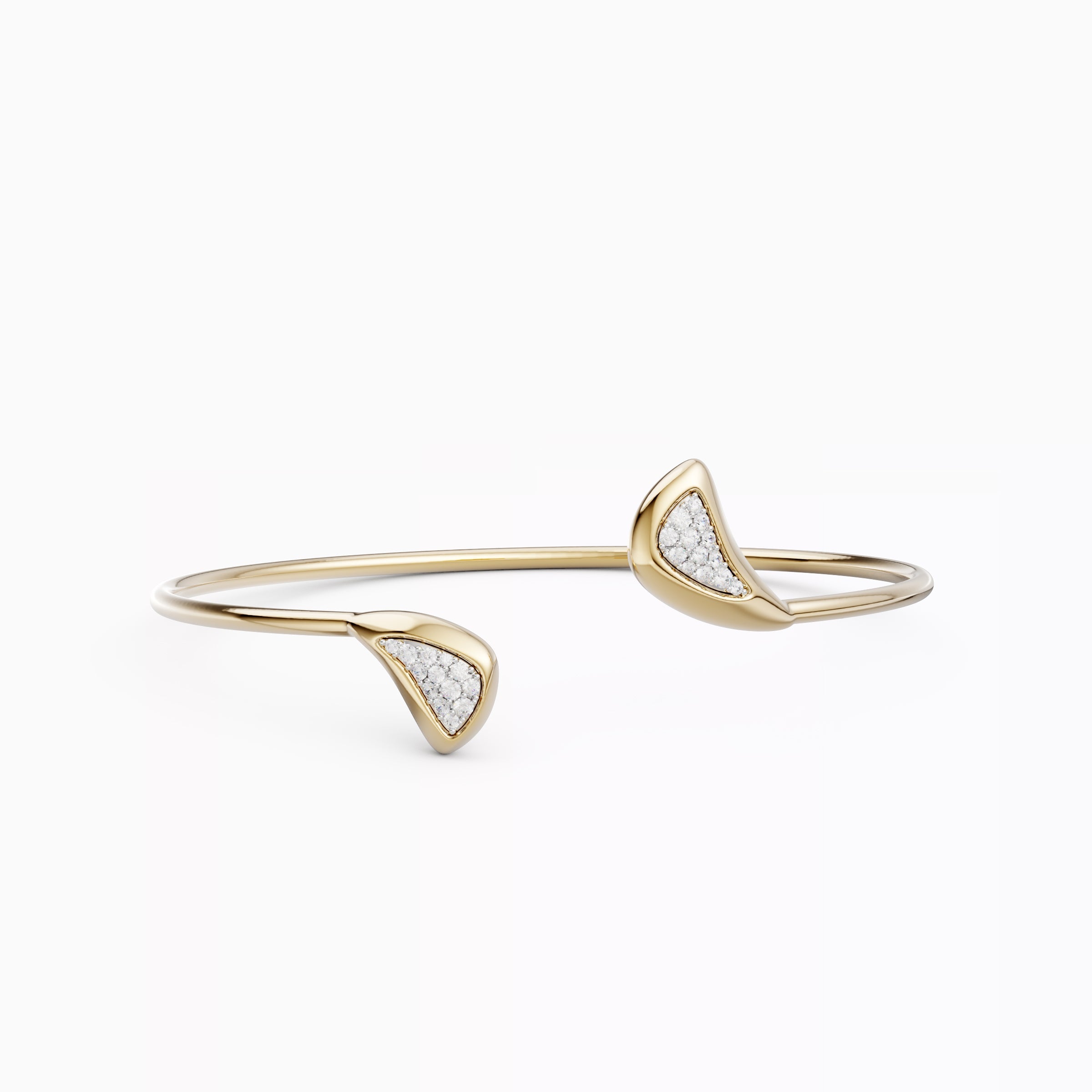 Bracelet jonc flexible Croissant en or 18 carats et platine avec diamants