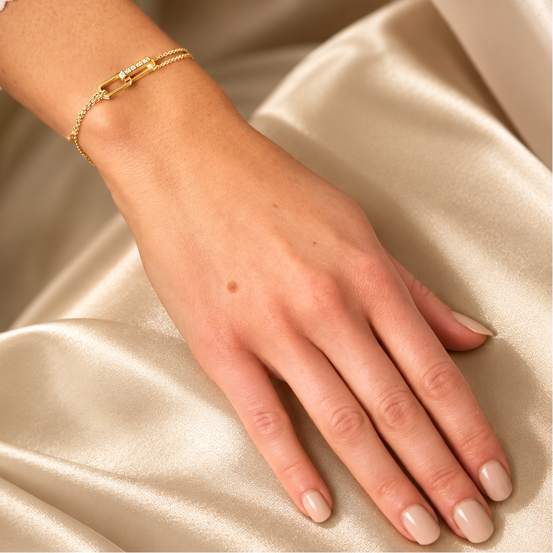 Bracelet chaîne serti de diamants | Or 18 carats