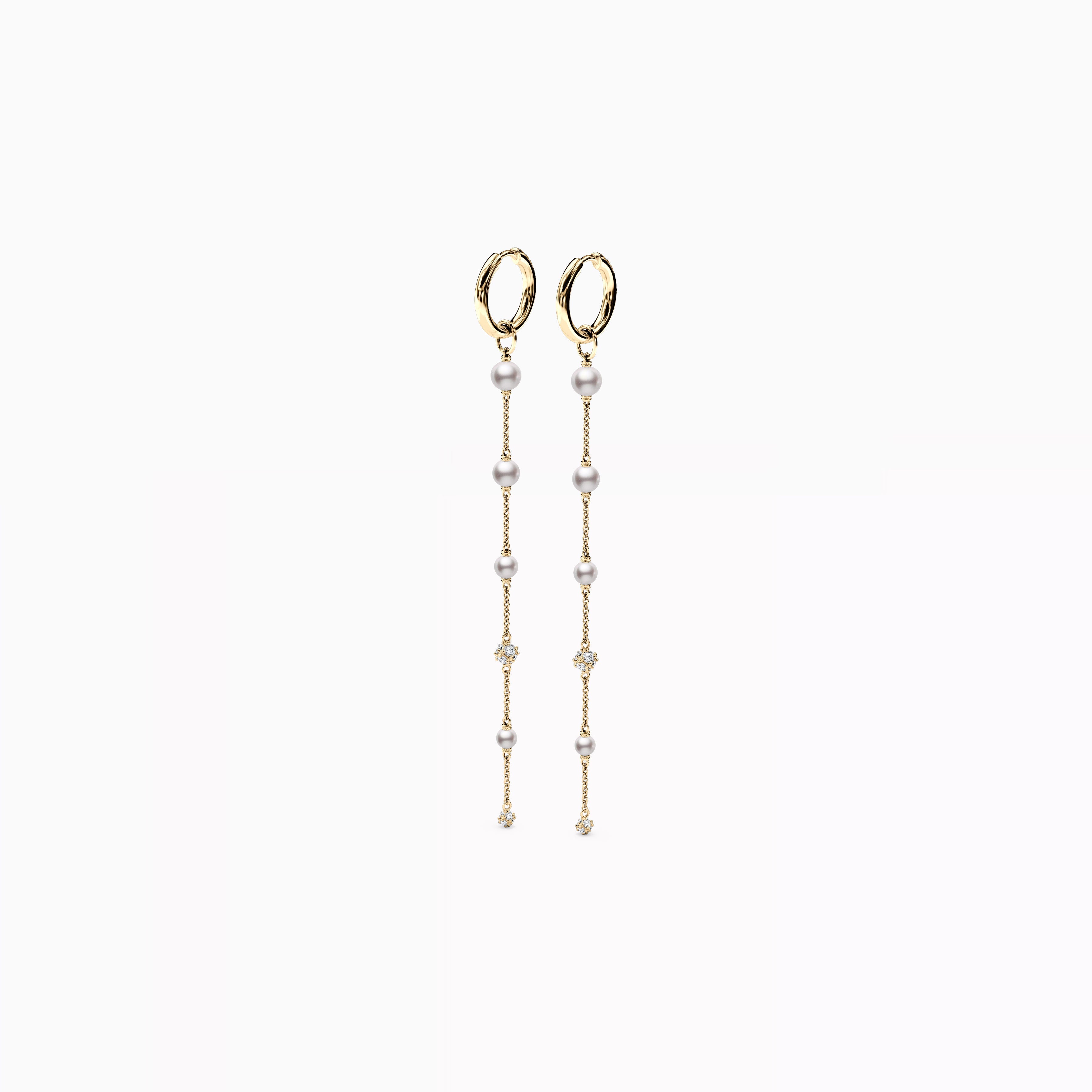 Boucles d'oreilles créoles perles de culture d'eau douce dégradées et diamants | Or 14 carats