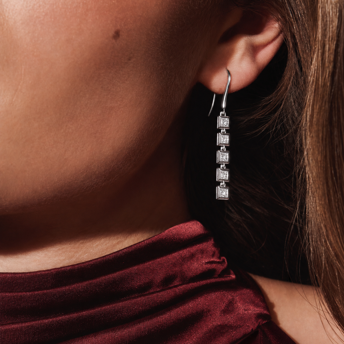 Diamond Drop Earrings | Platinum