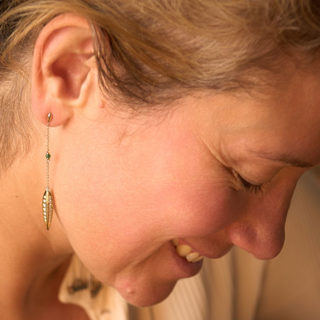 Boucles d'oreilles de précision à maillons ovales | Or 18 carats avec diamants