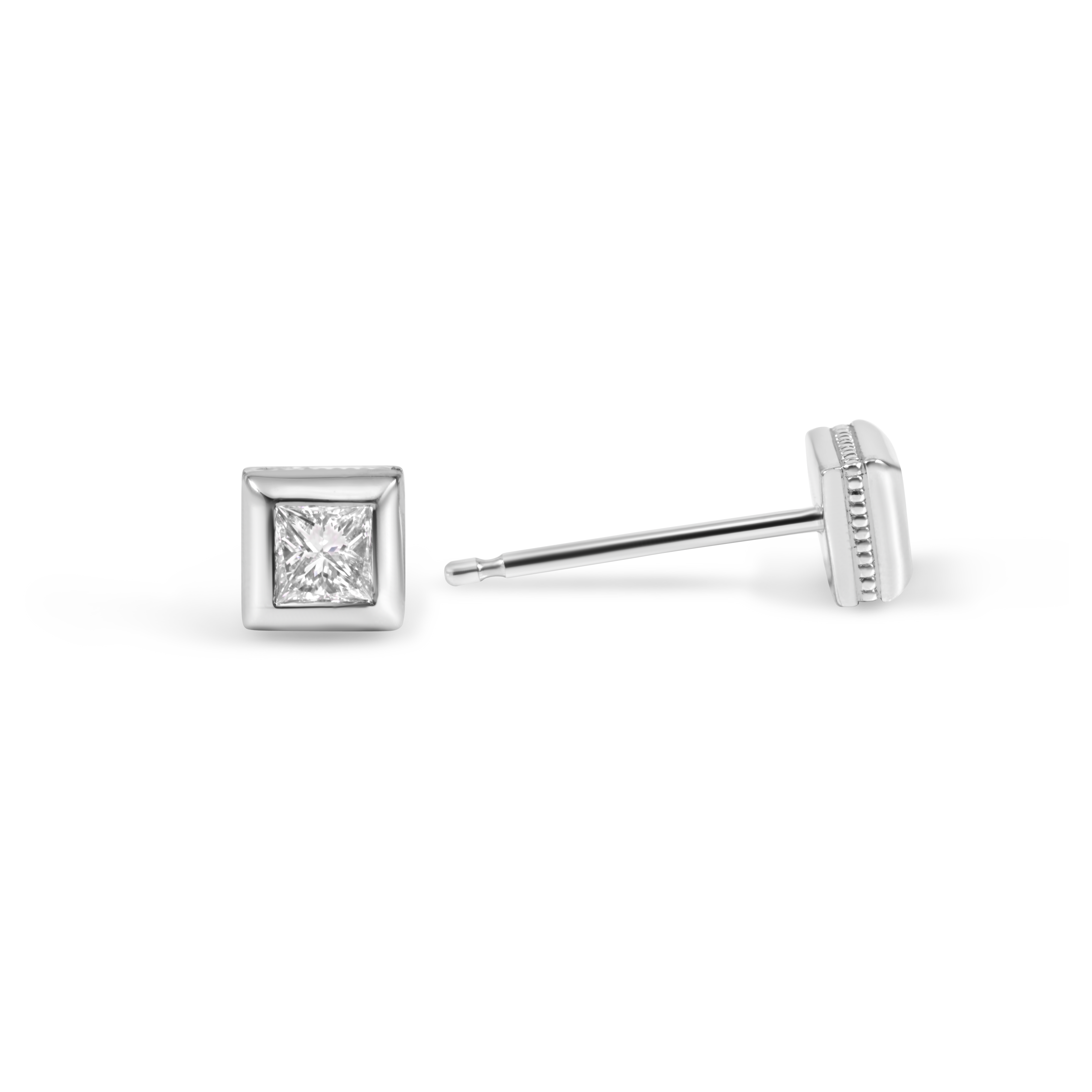 Puces d'oreilles géométriques | Platine et diamants