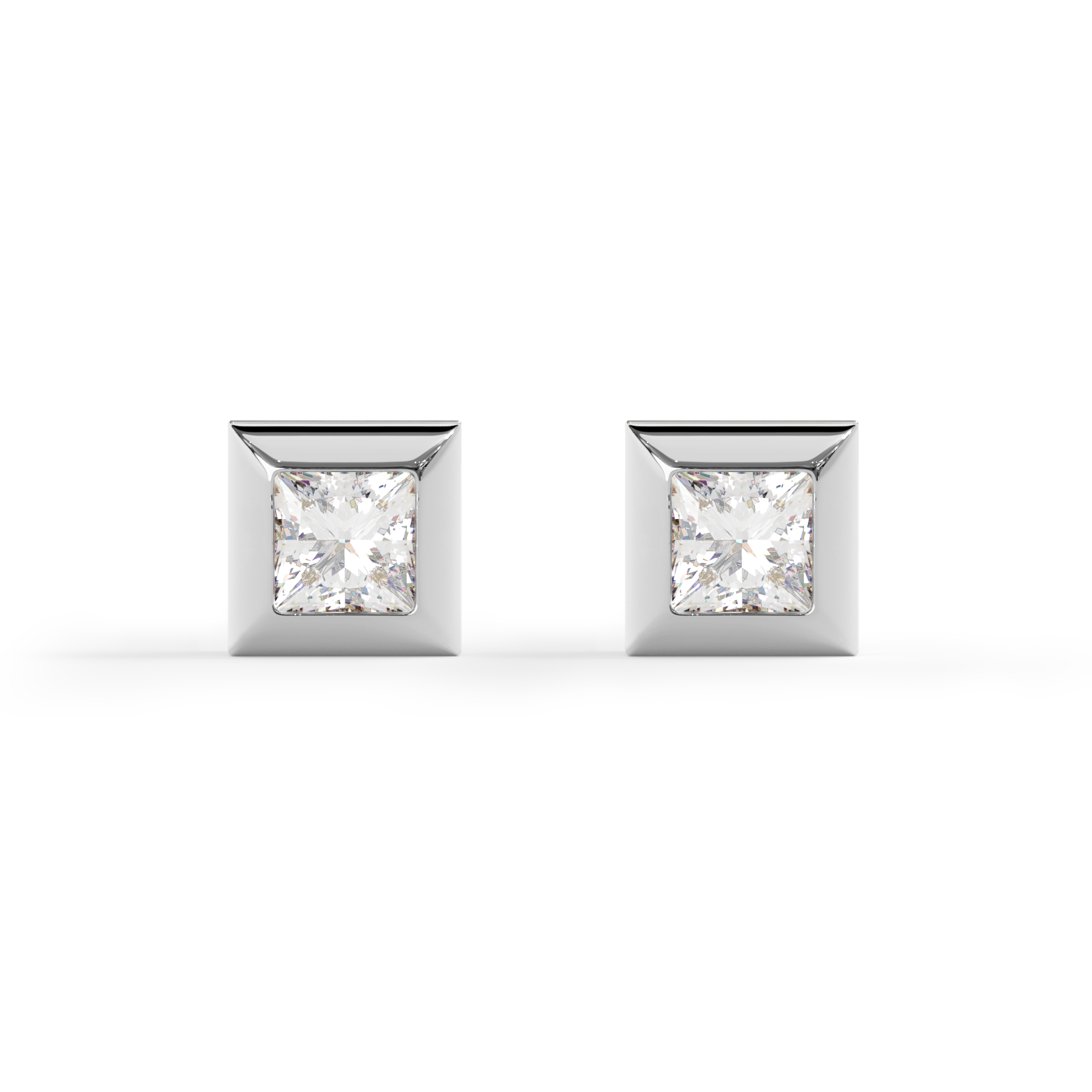 Puces d'oreilles texturées géométriques | Platine avec diamants