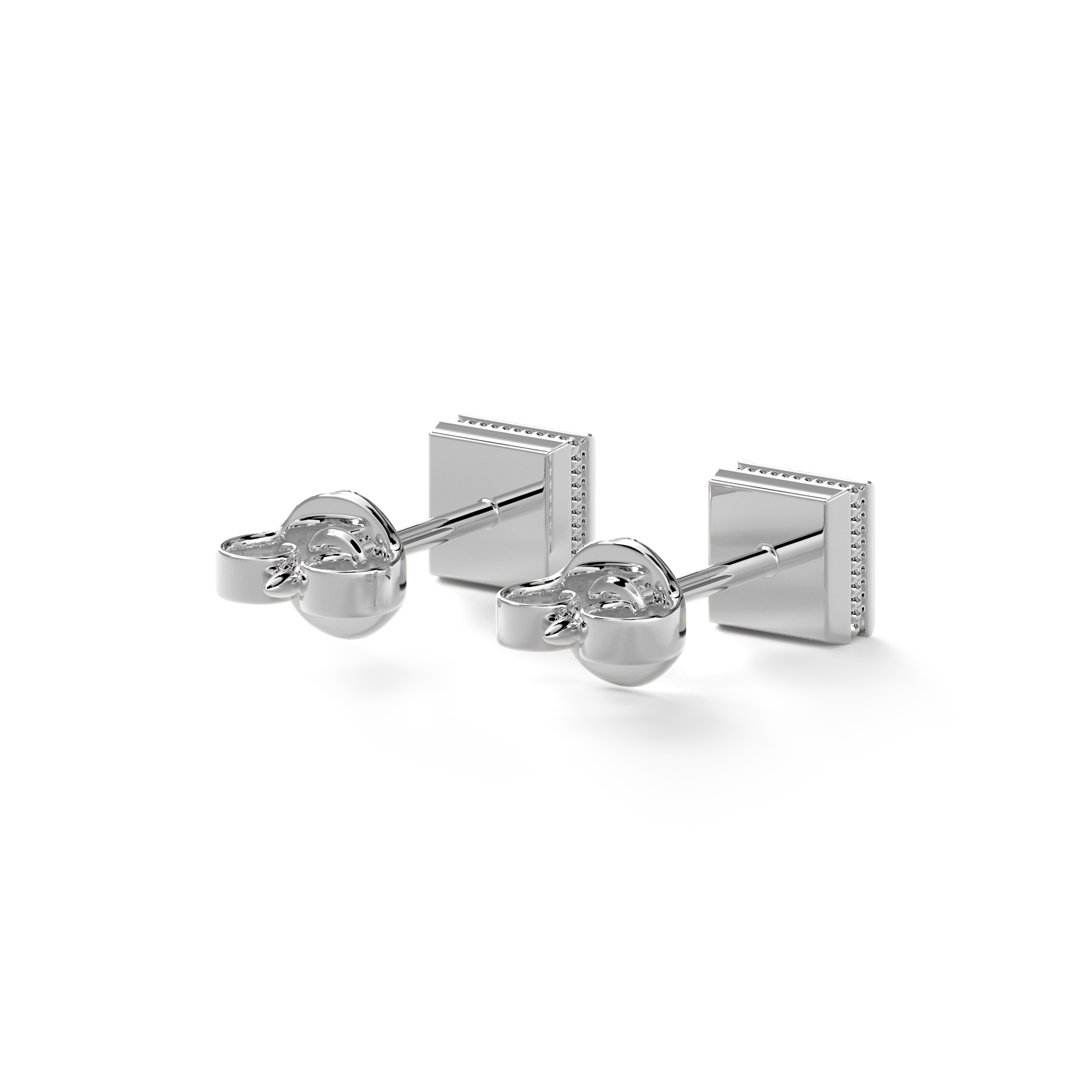 Puces d'oreilles texturées géométriques | Platine avec diamants