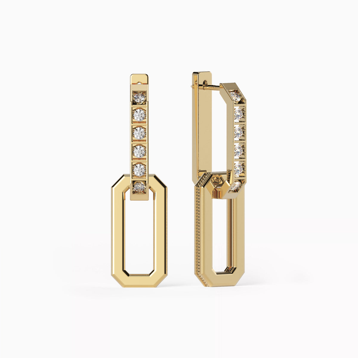 Convertible Diamond Drop-to-Hoop Earrings 18K Gold | Diamonds