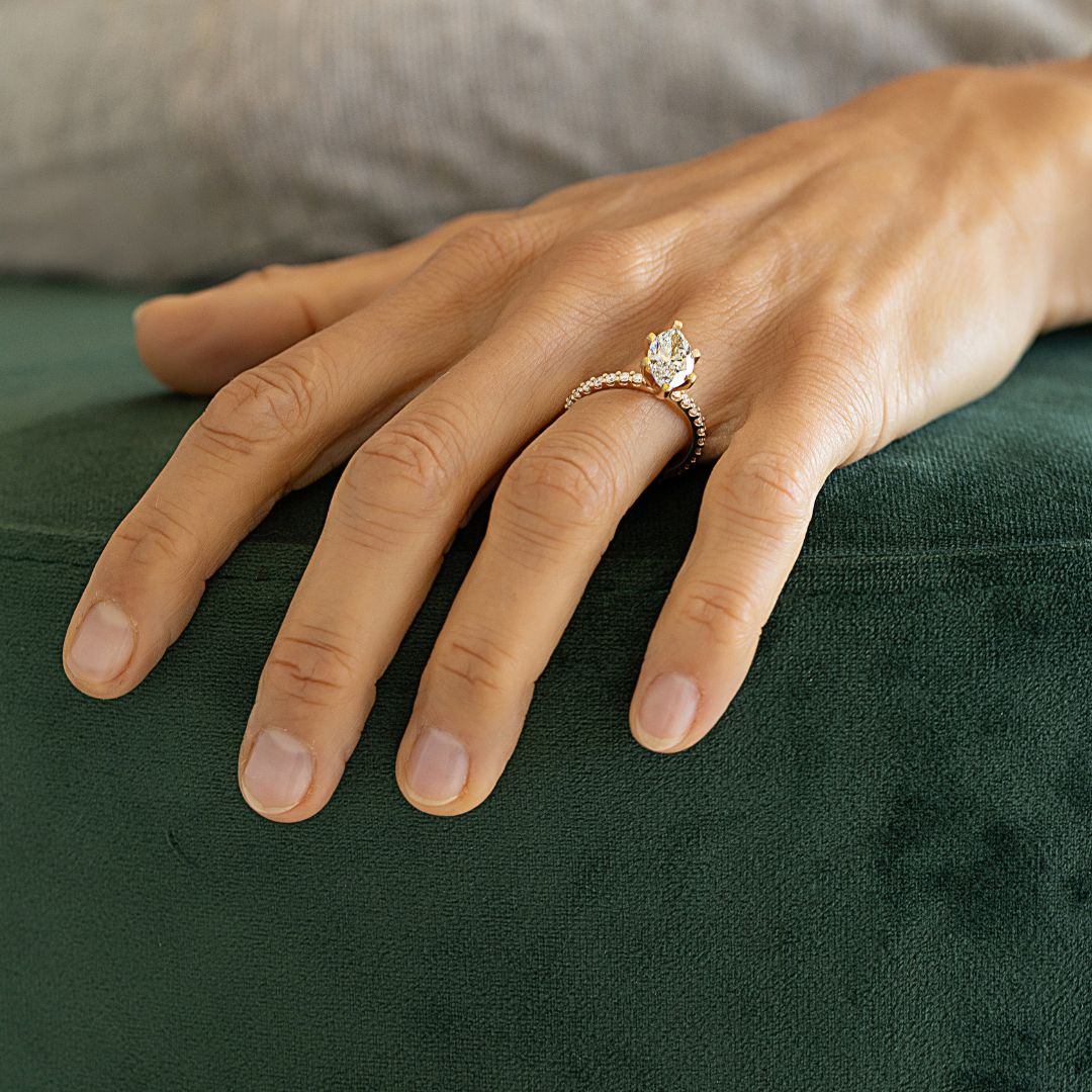 Solitaire diamant sur bague de fiançailles alliance éternité | Or 14K