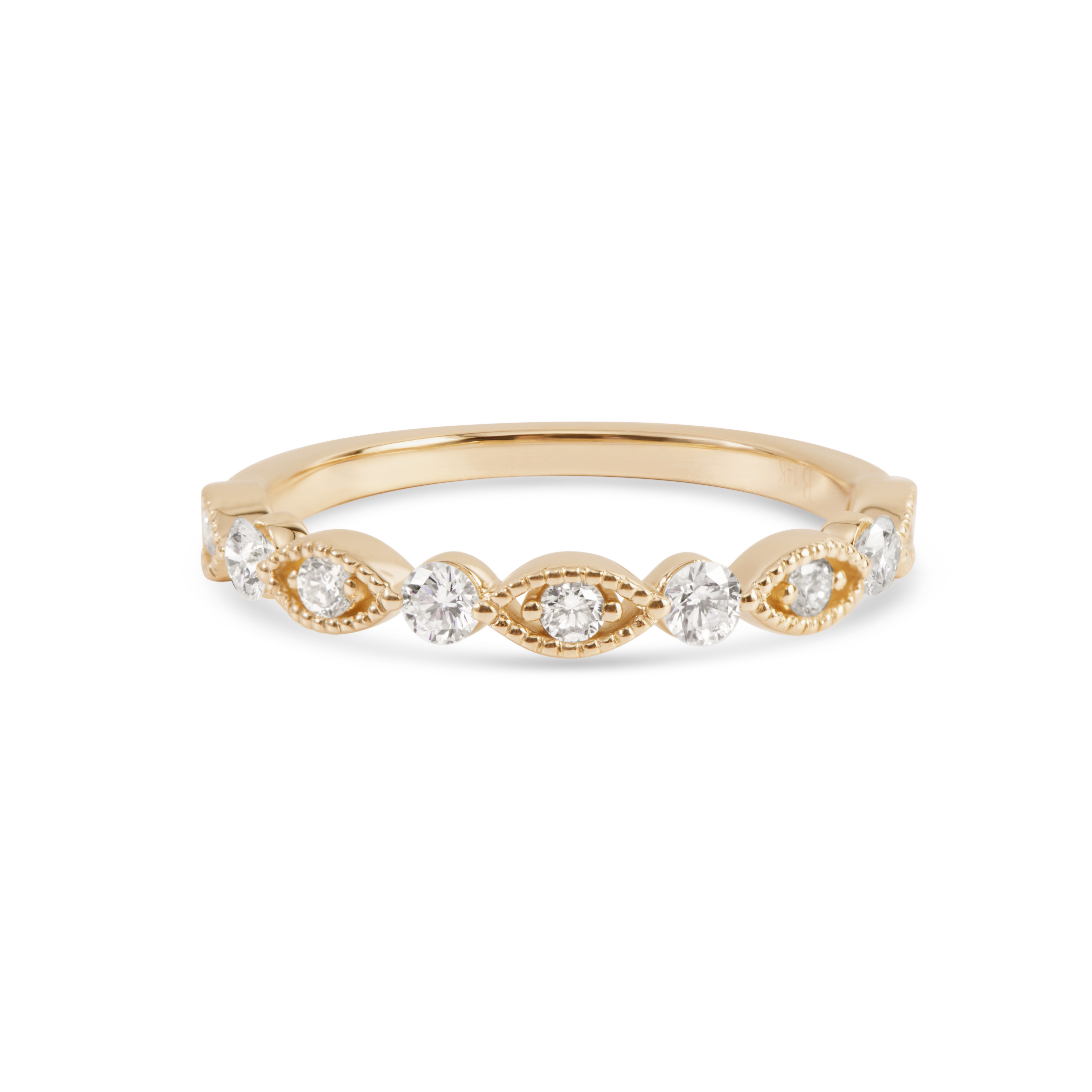 Diamond Beaded Wedding Band in 14K Gold