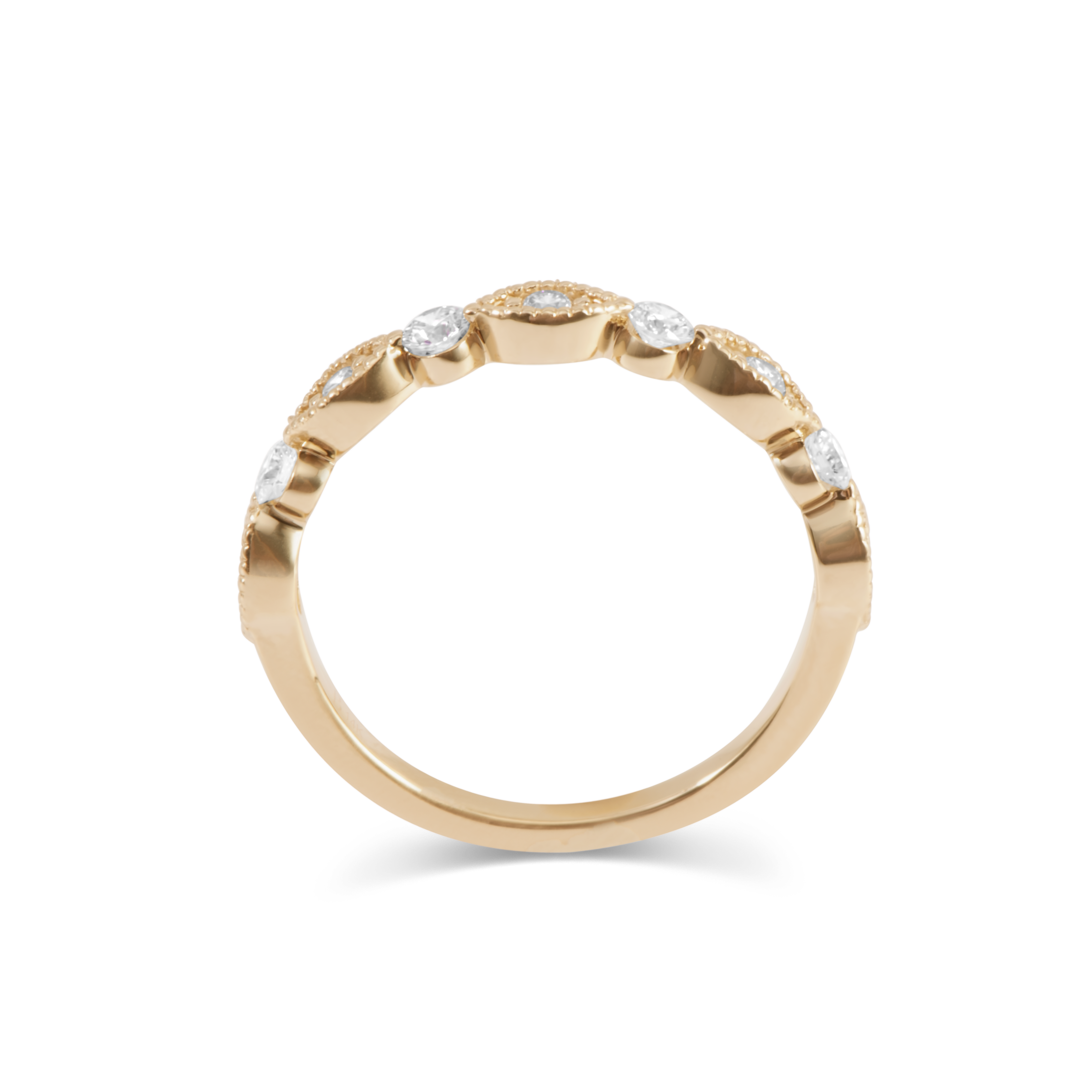 Diamond Beaded Wedding Band in 14K Gold