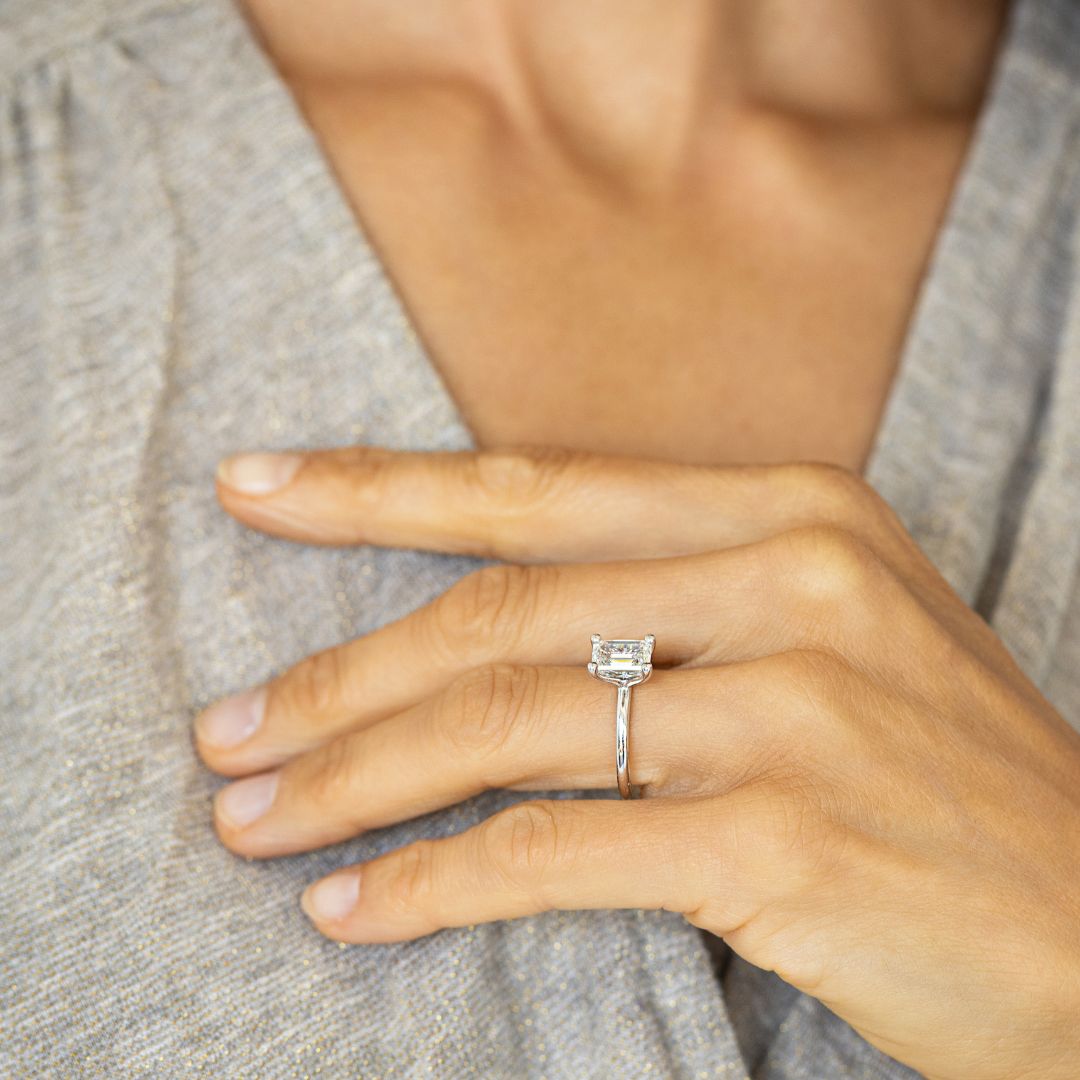 Emerald cut diamond engagement ring | Platinum