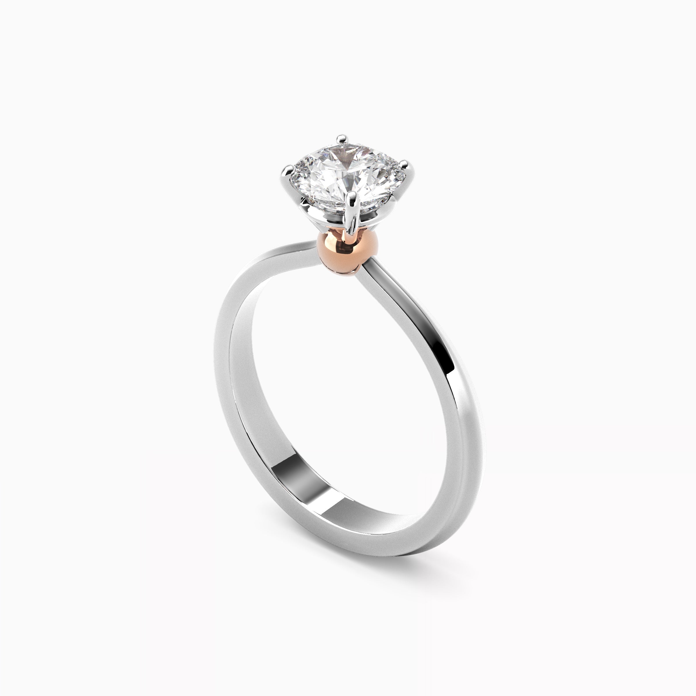 Bague de fiançailles sphérique en or rose 18 carats et platine