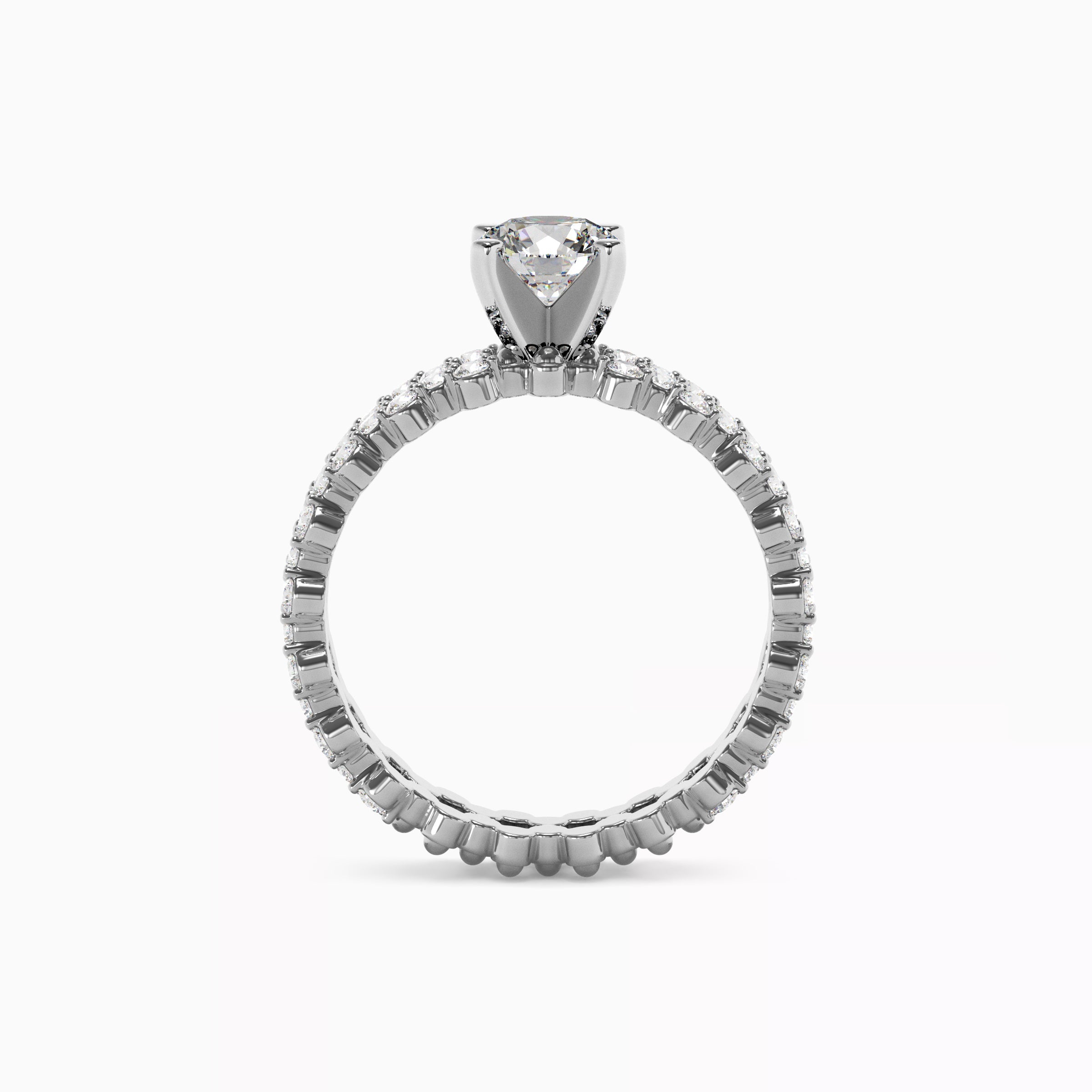 Bague de fiançailles Solitaire asymétrique en platine avec diamants
