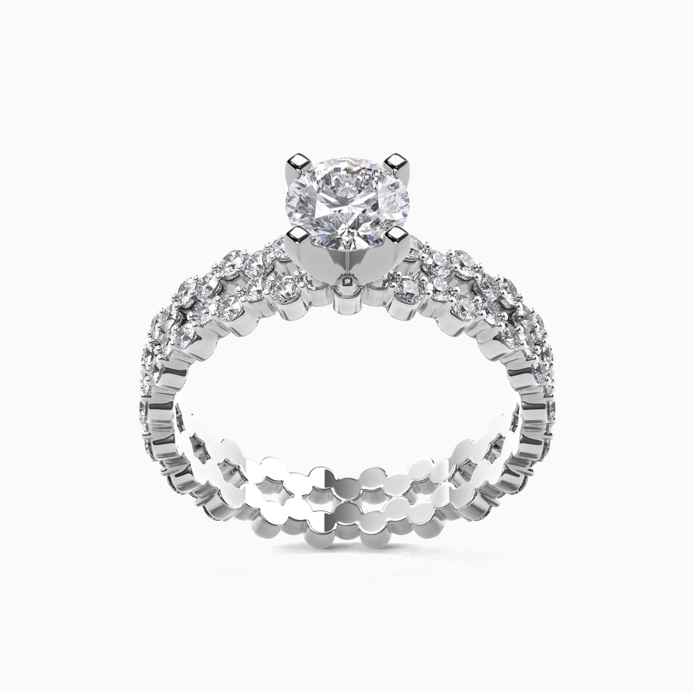 Bague de fiançailles Solitaire asymétrique en platine avec diamants