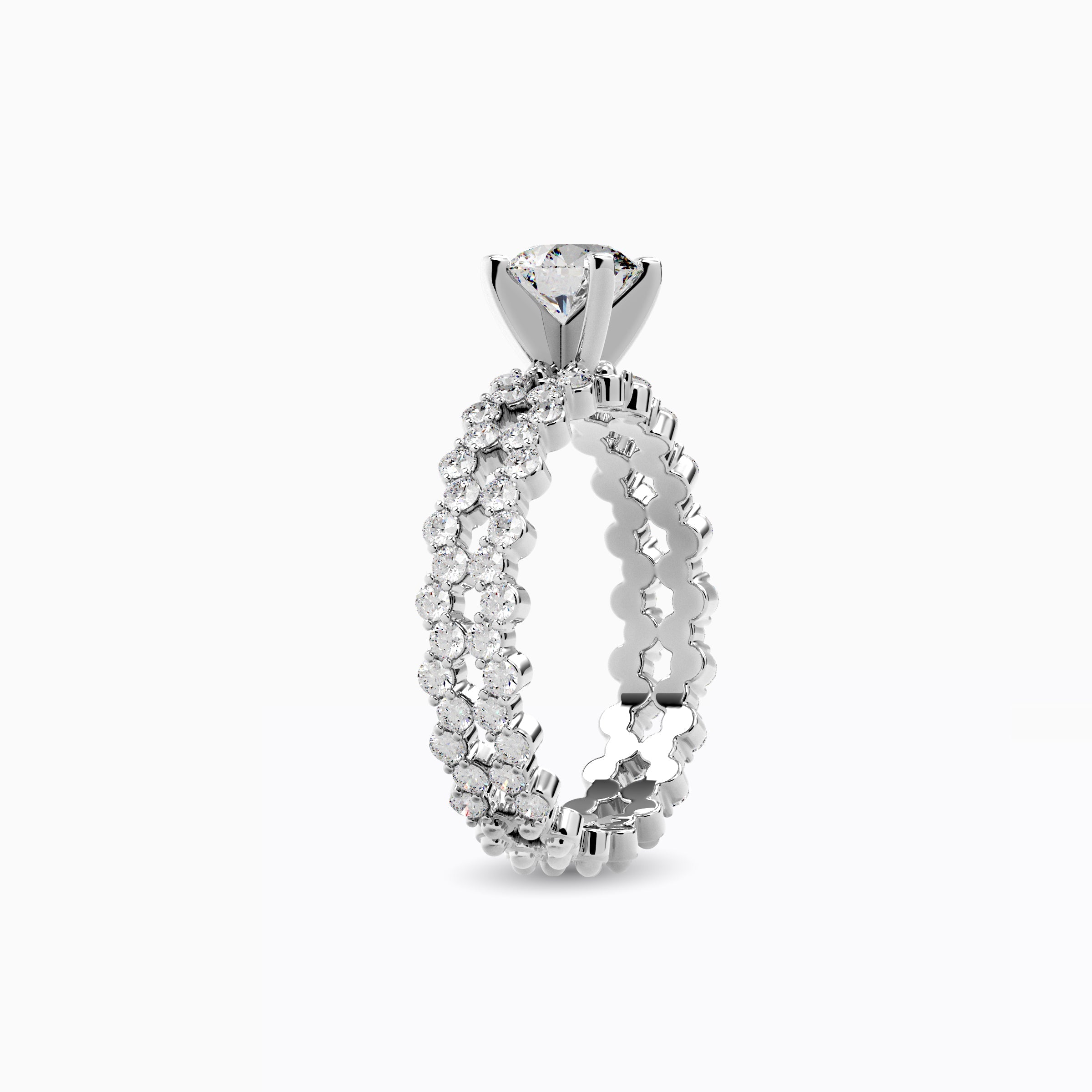 Bague de fiançailles Solitaire asymétrique en platine avec diamants