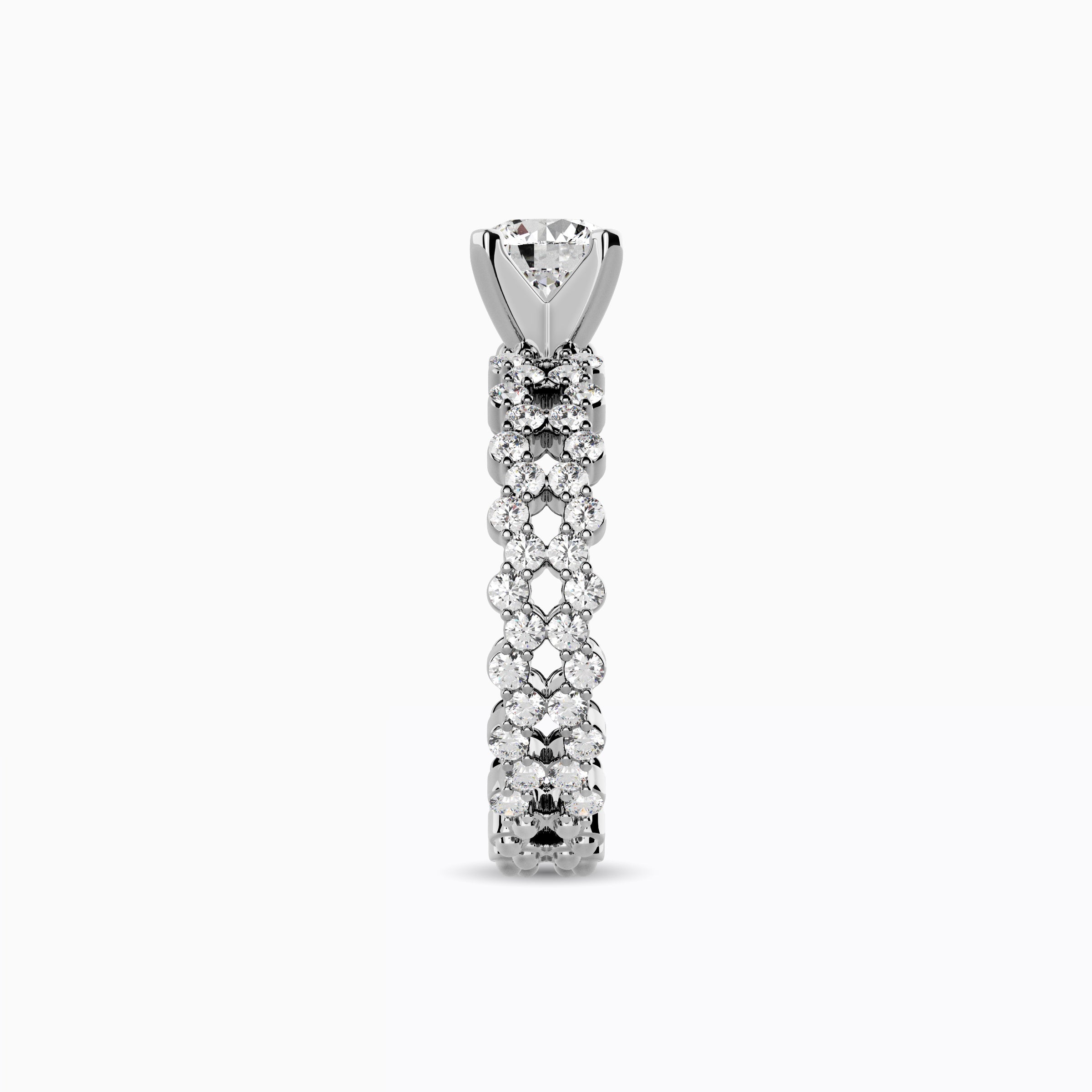 Bague de fiançailles Solitaire asymétrique en platine avec diamants