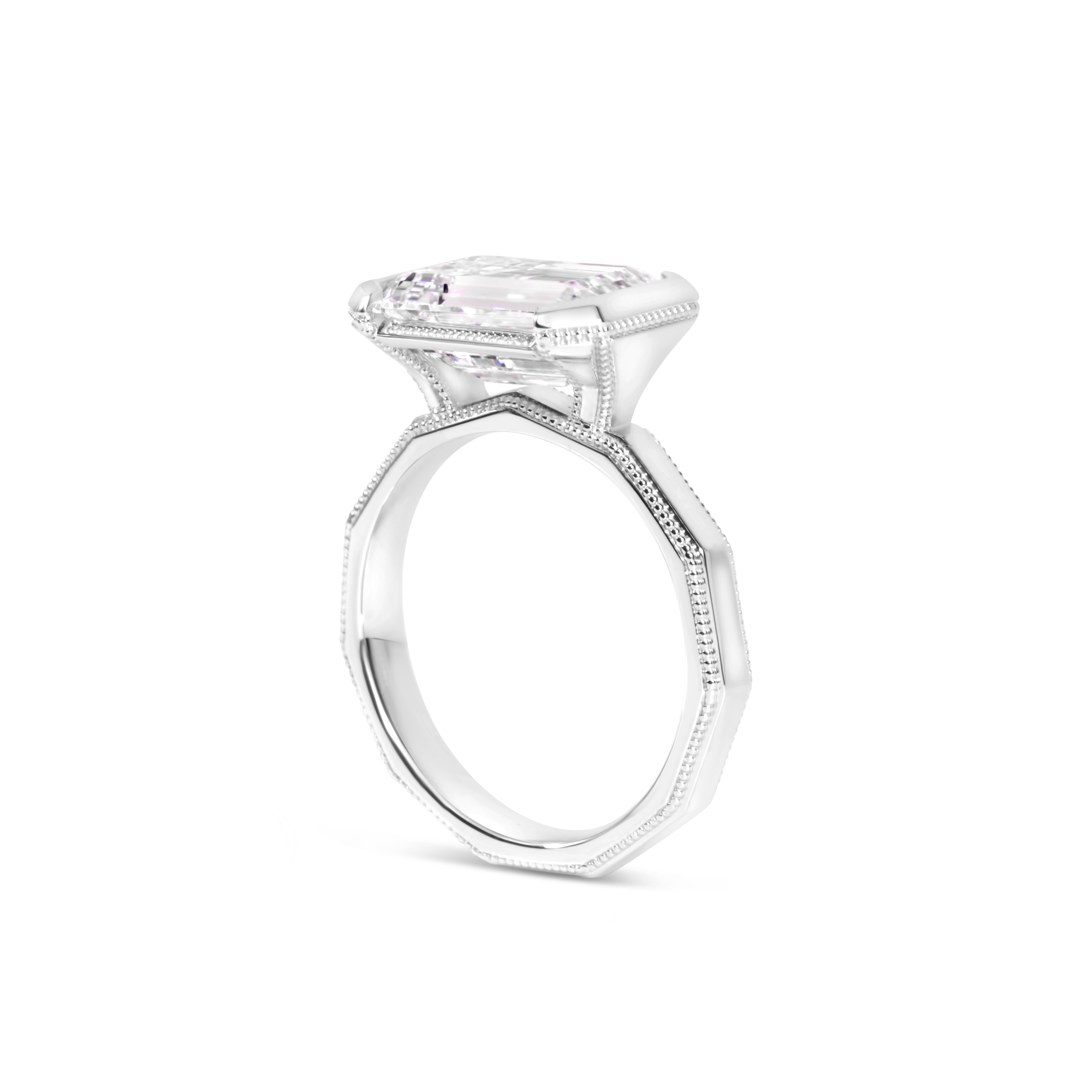 Bague de Fiançailles Solitaire Diamant Taille Émeraude | Or 18 carats