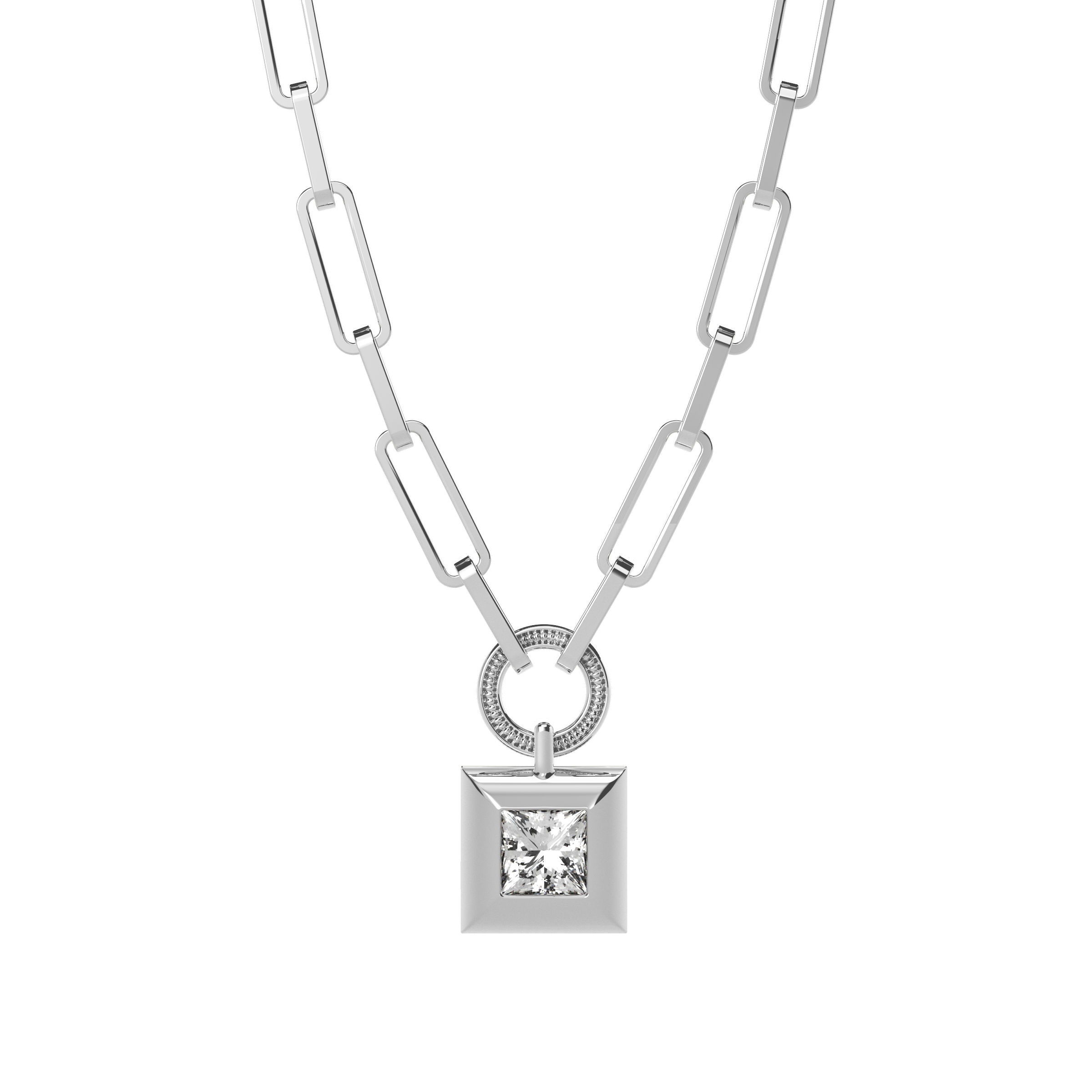 Collier trombone diamant | Platine