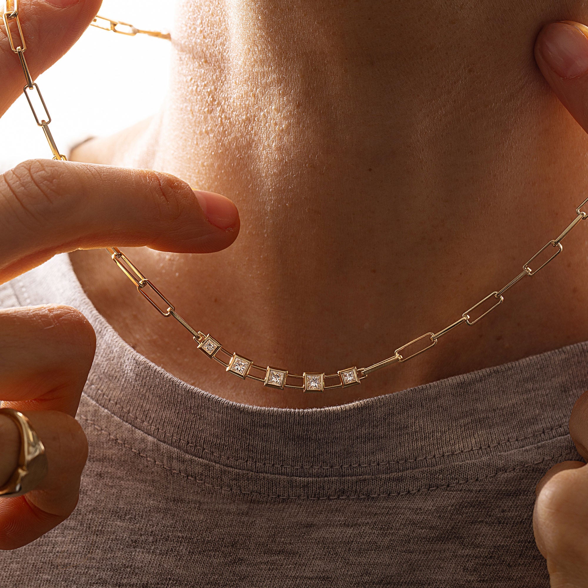 Collier Trombone Diamant Or 18 carats