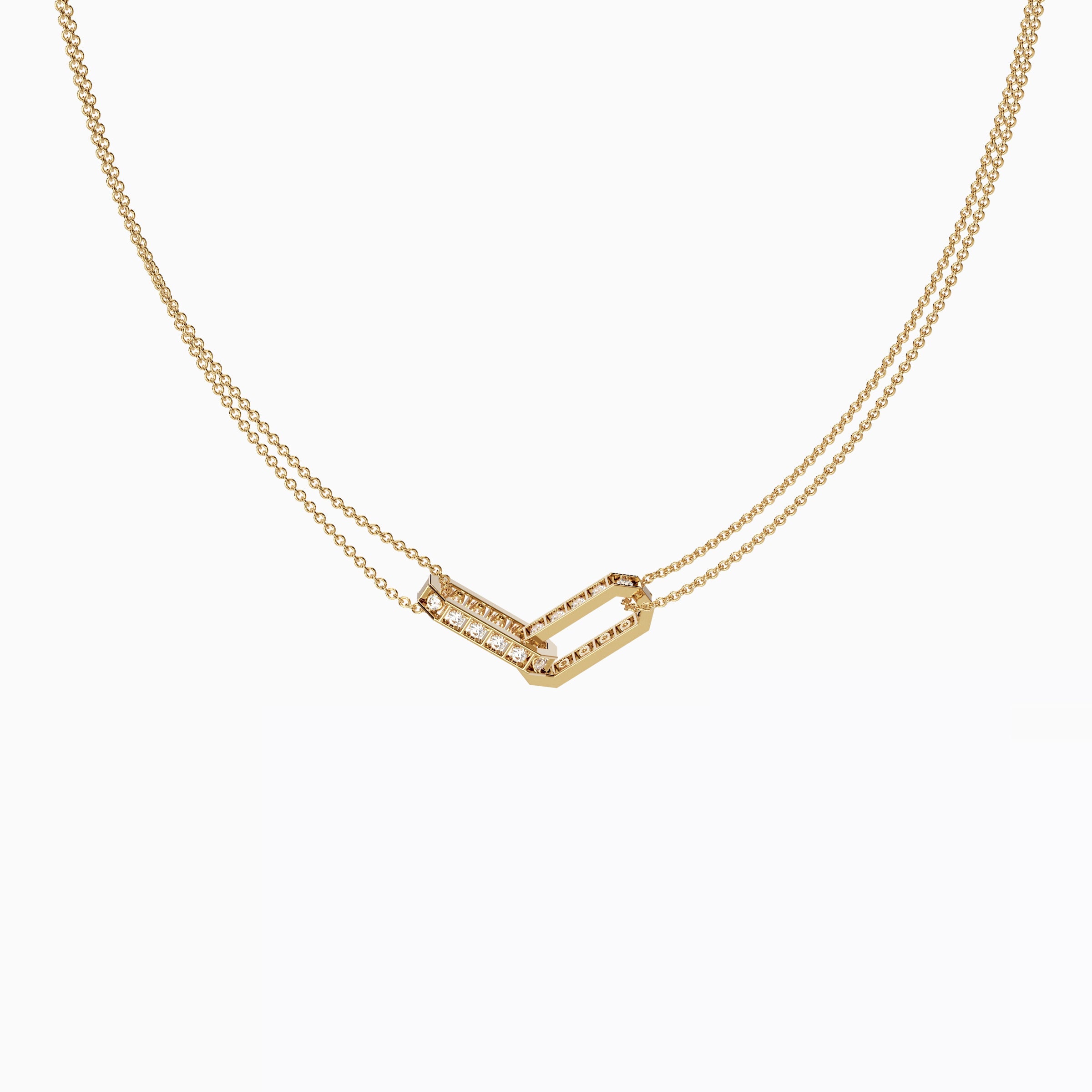 Collier chaîne serti de diamants | Or 18 carats