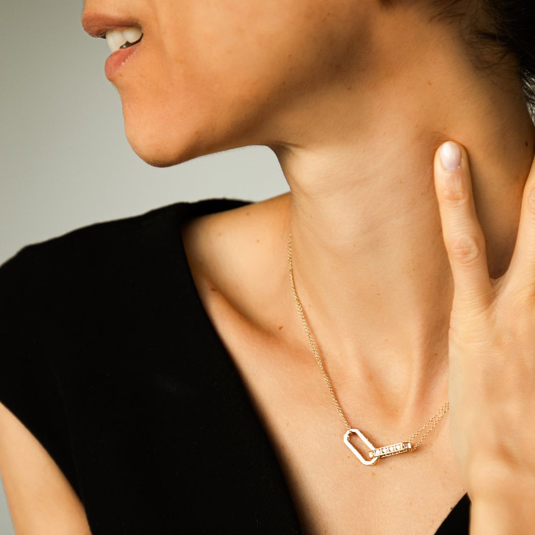 Collier chaîne serti de diamants | Or 18 carats