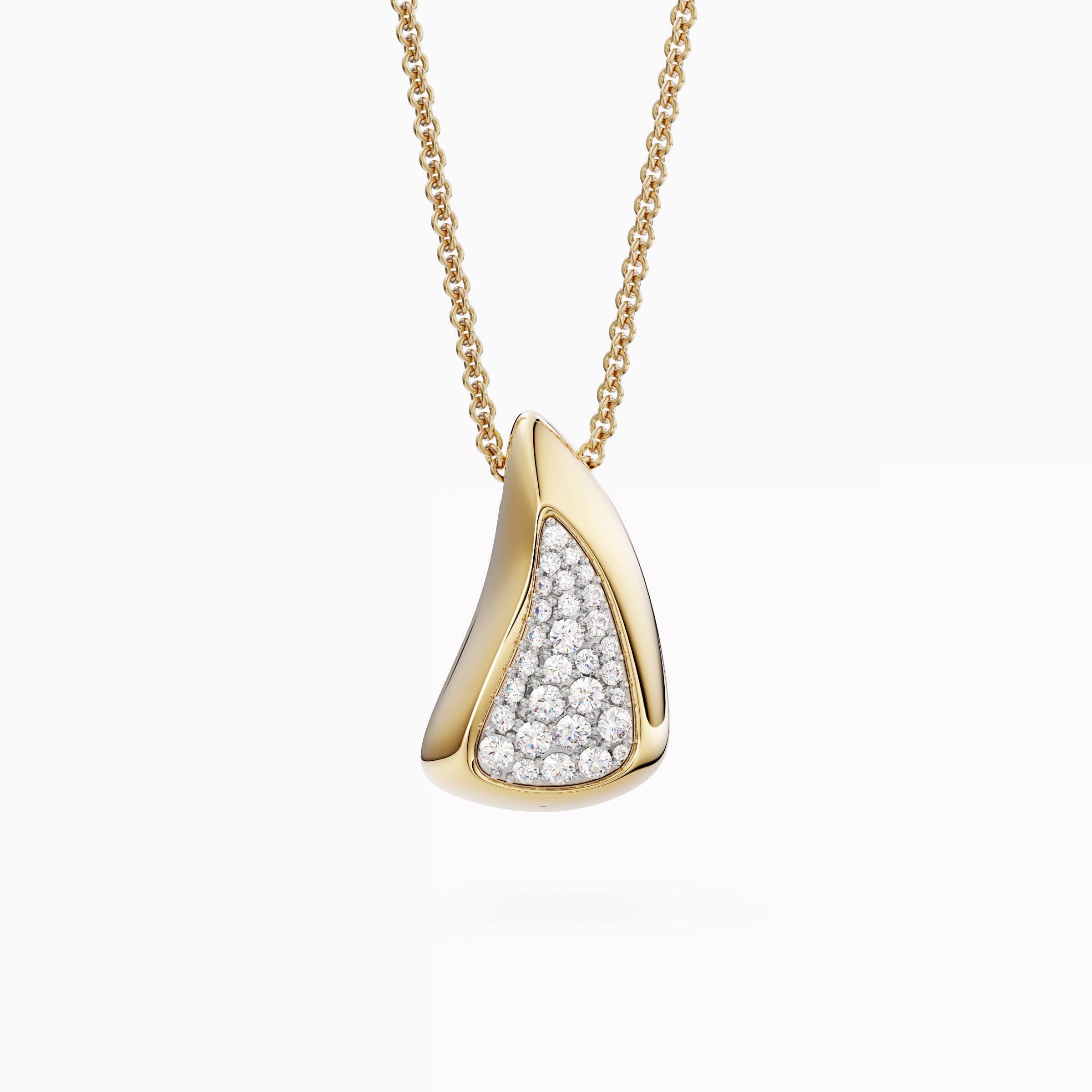 Collier pendentif croissant en or 18 carats et platine avec pavé de diamants