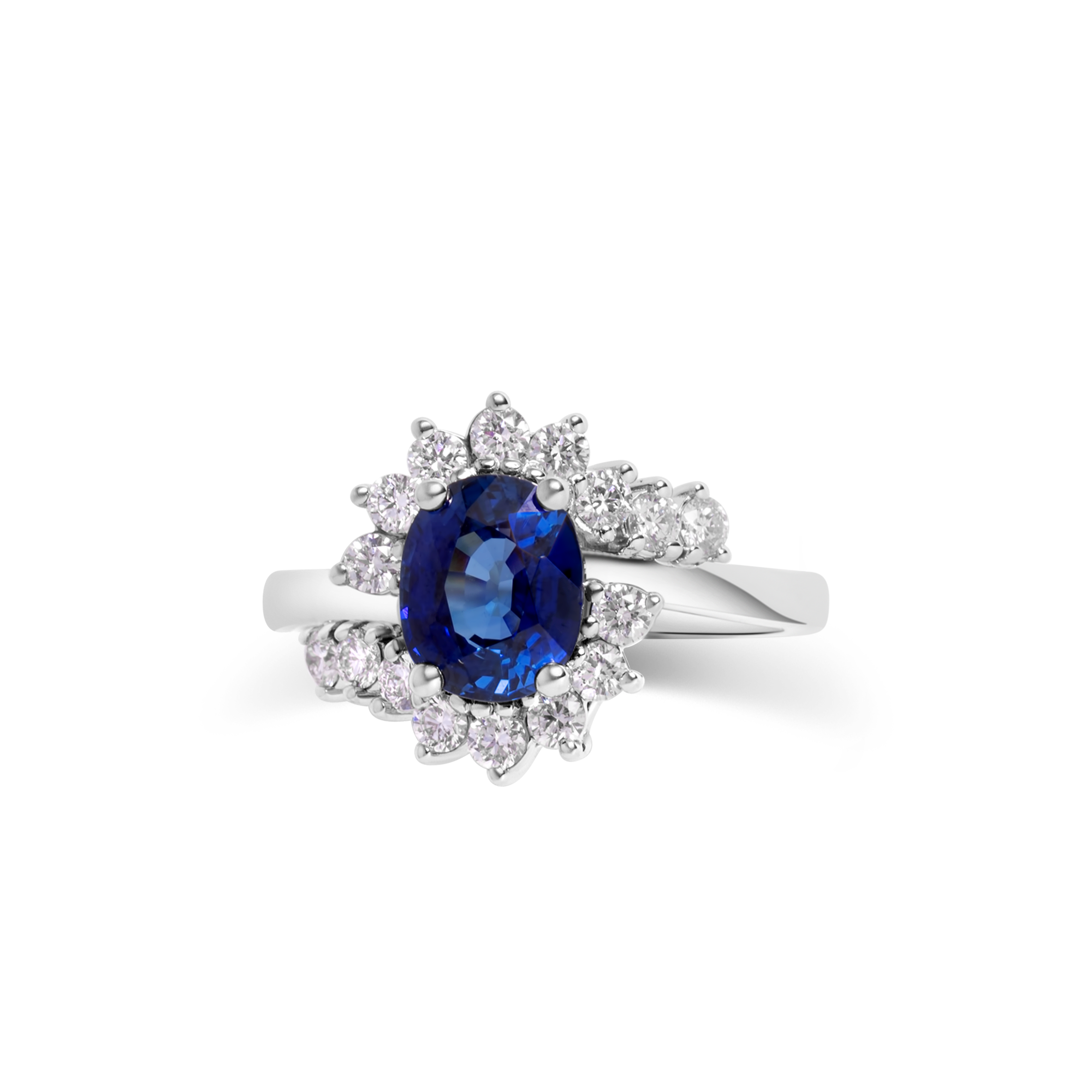 Bague Saphir Bleu et Diamant | Or 14K
