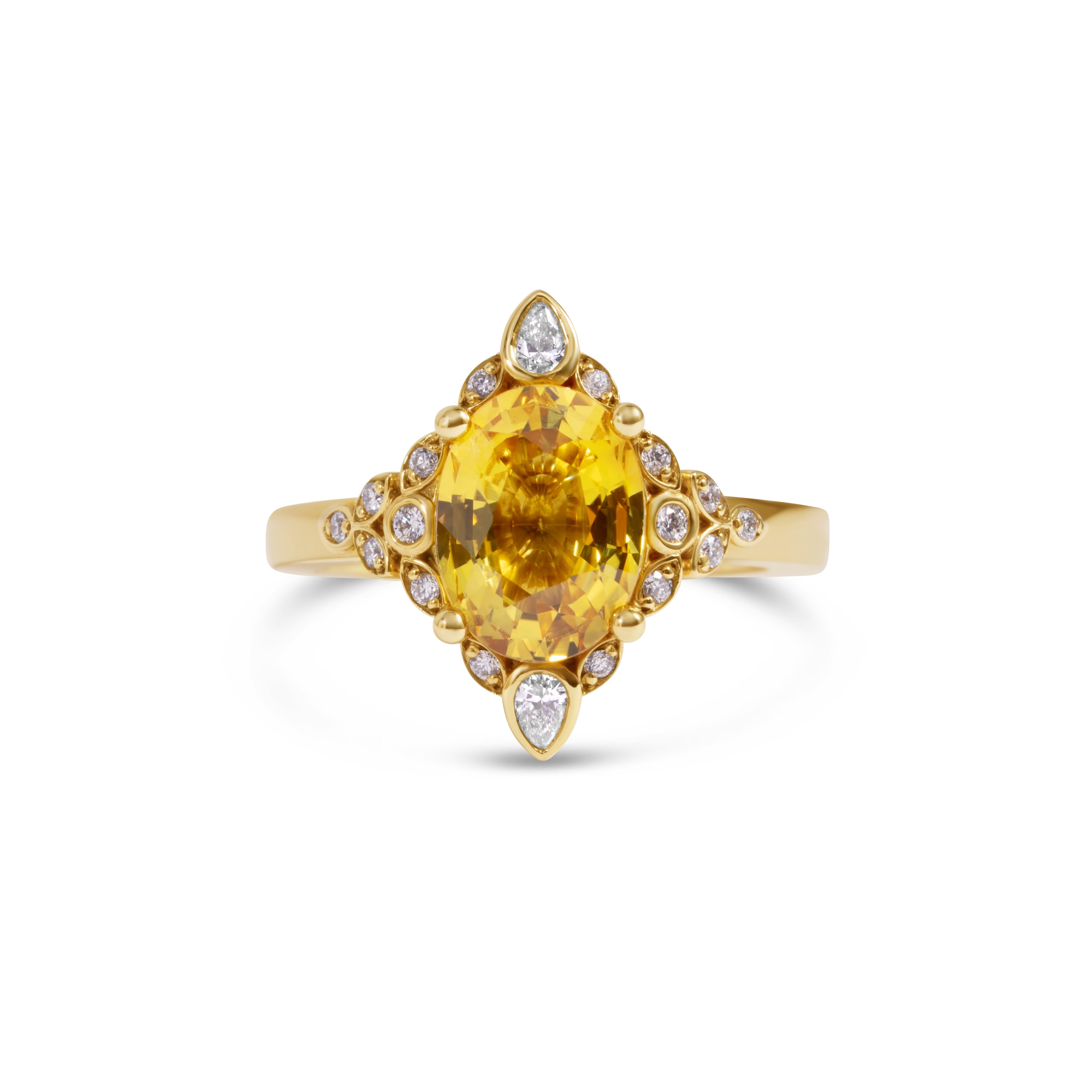 Bague Saphir Jaune et Diamant | Or 14K