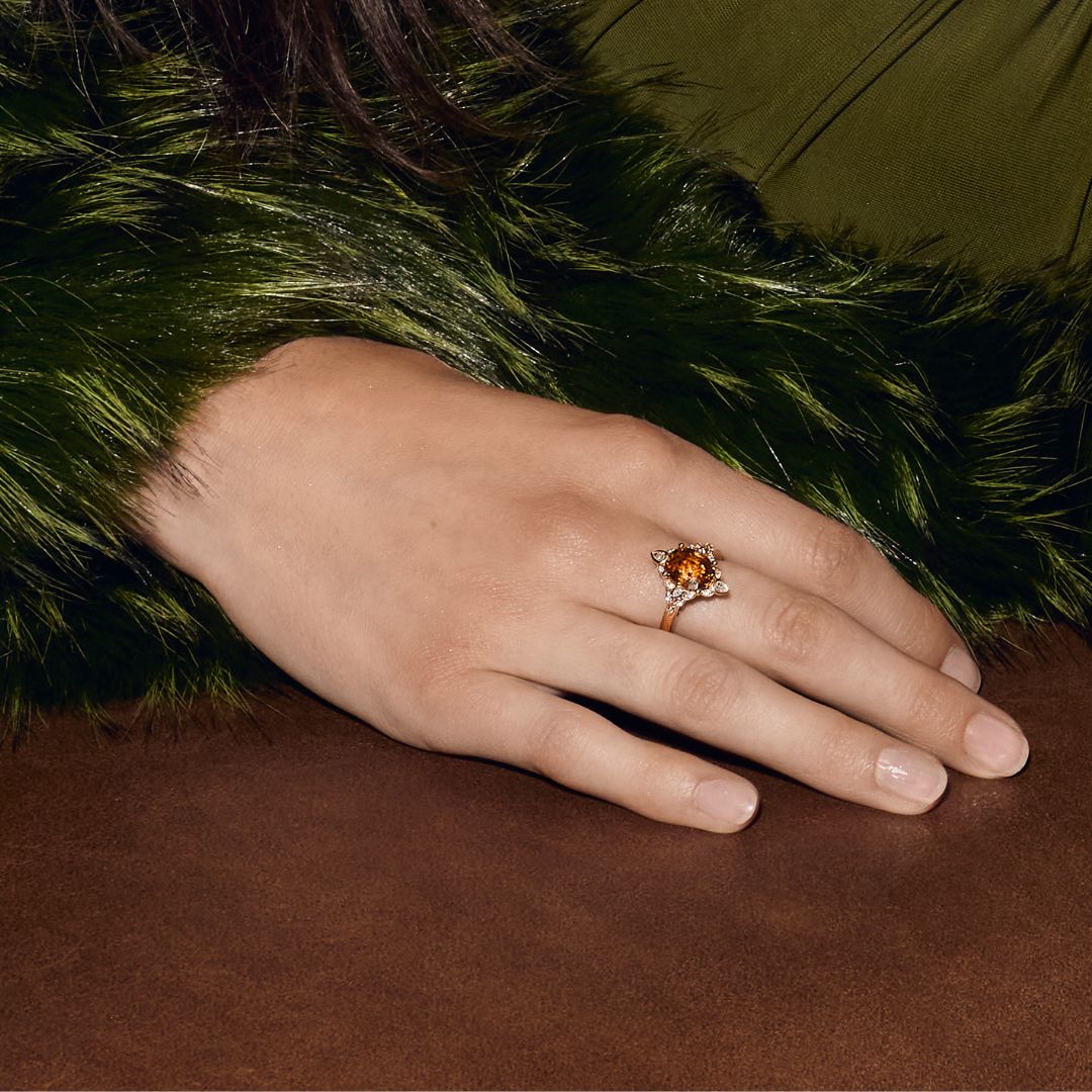 Bague Saphir Jaune et Diamant | Or 14K