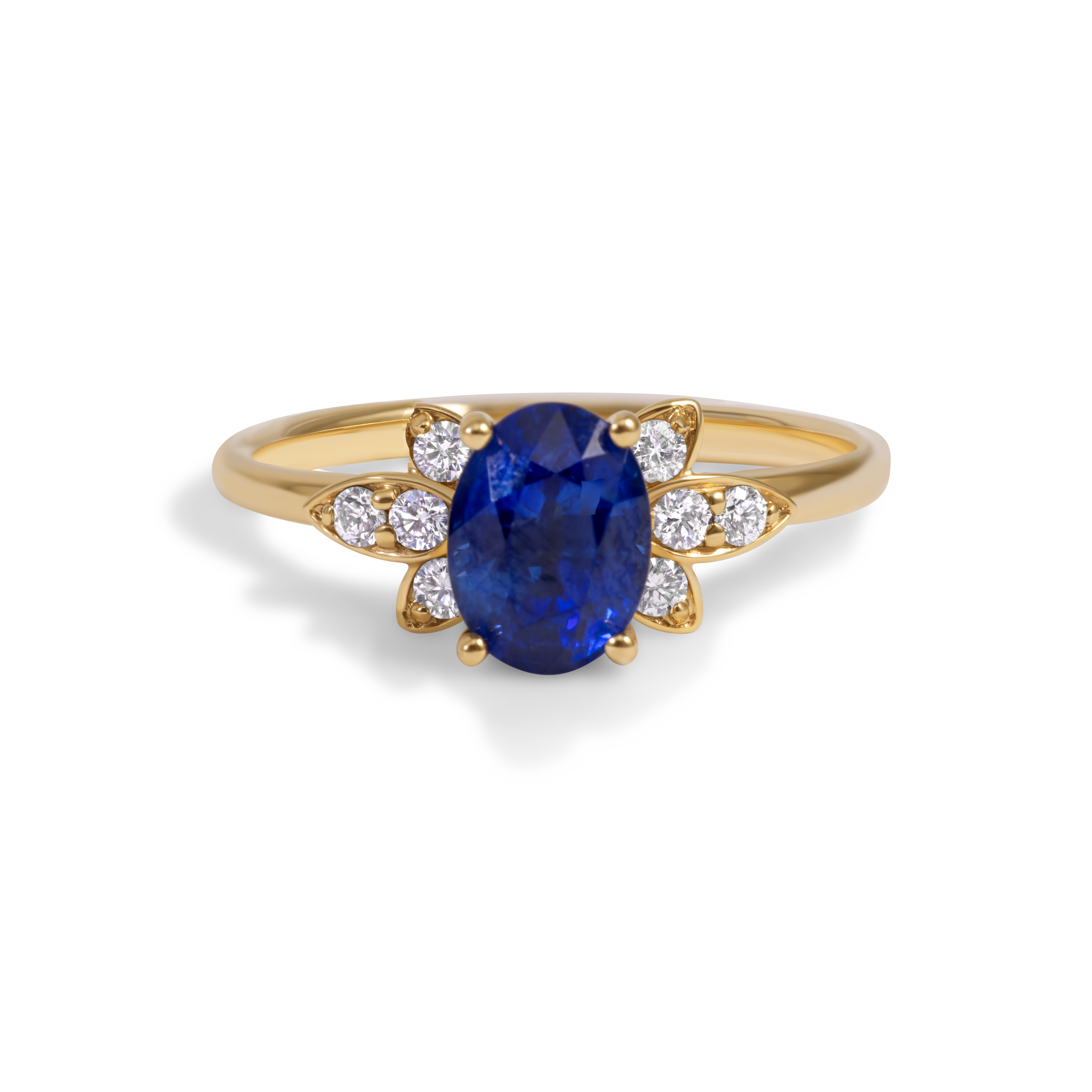Bague Saphir Bleu et Diamant | Or 14K
