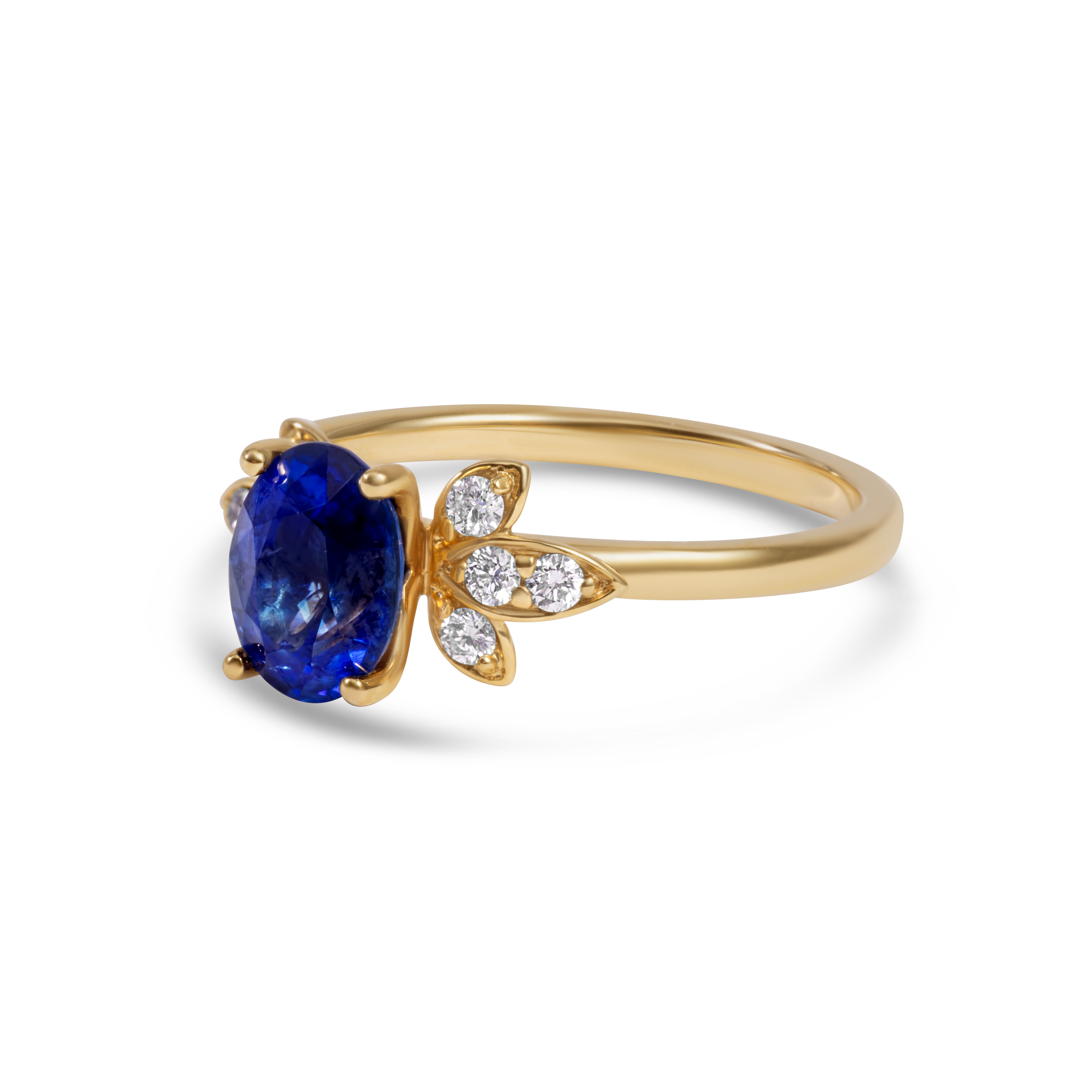 Bague Saphir Bleu et Diamant | Or 14K