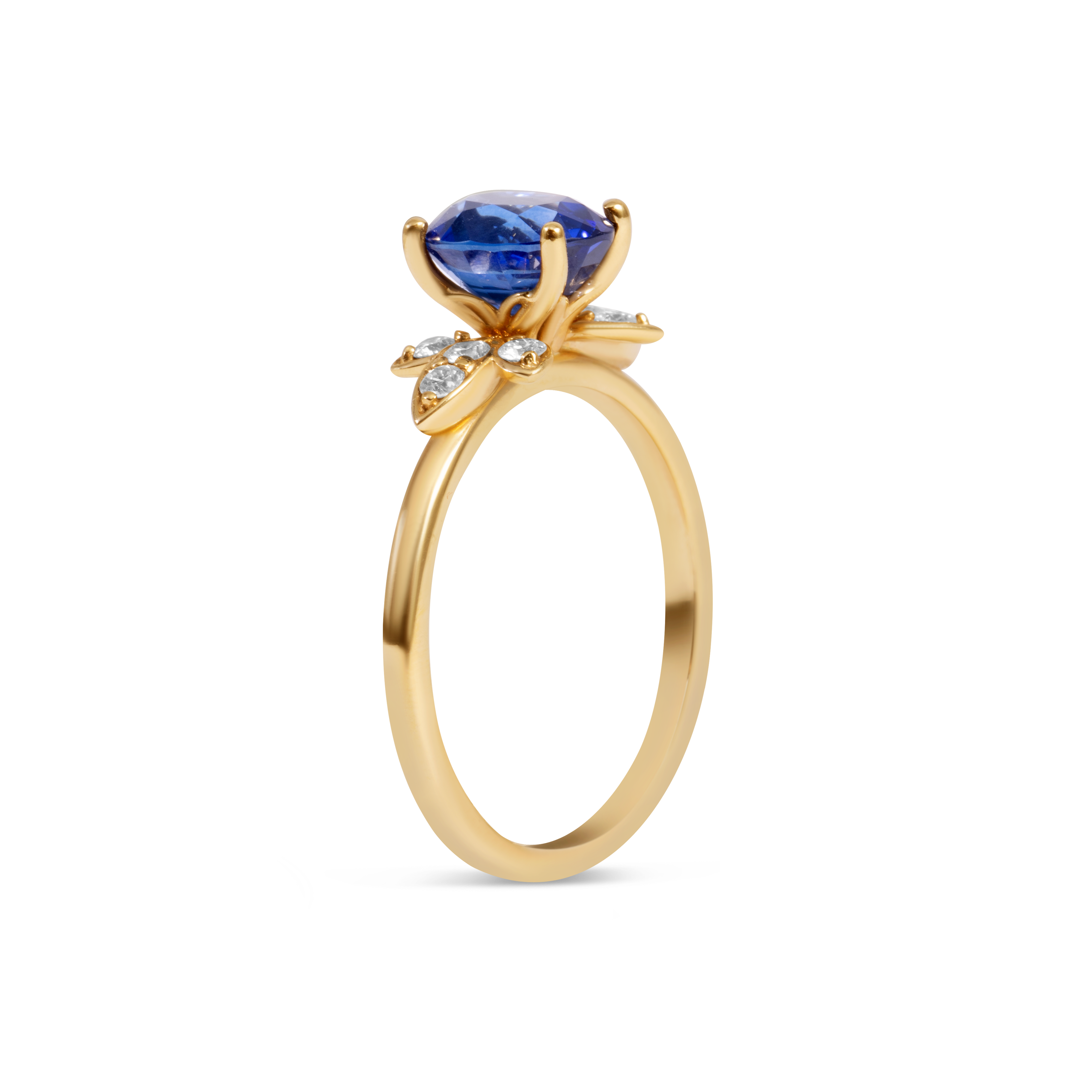 Bague Saphir Bleu et Diamant | Or 14K