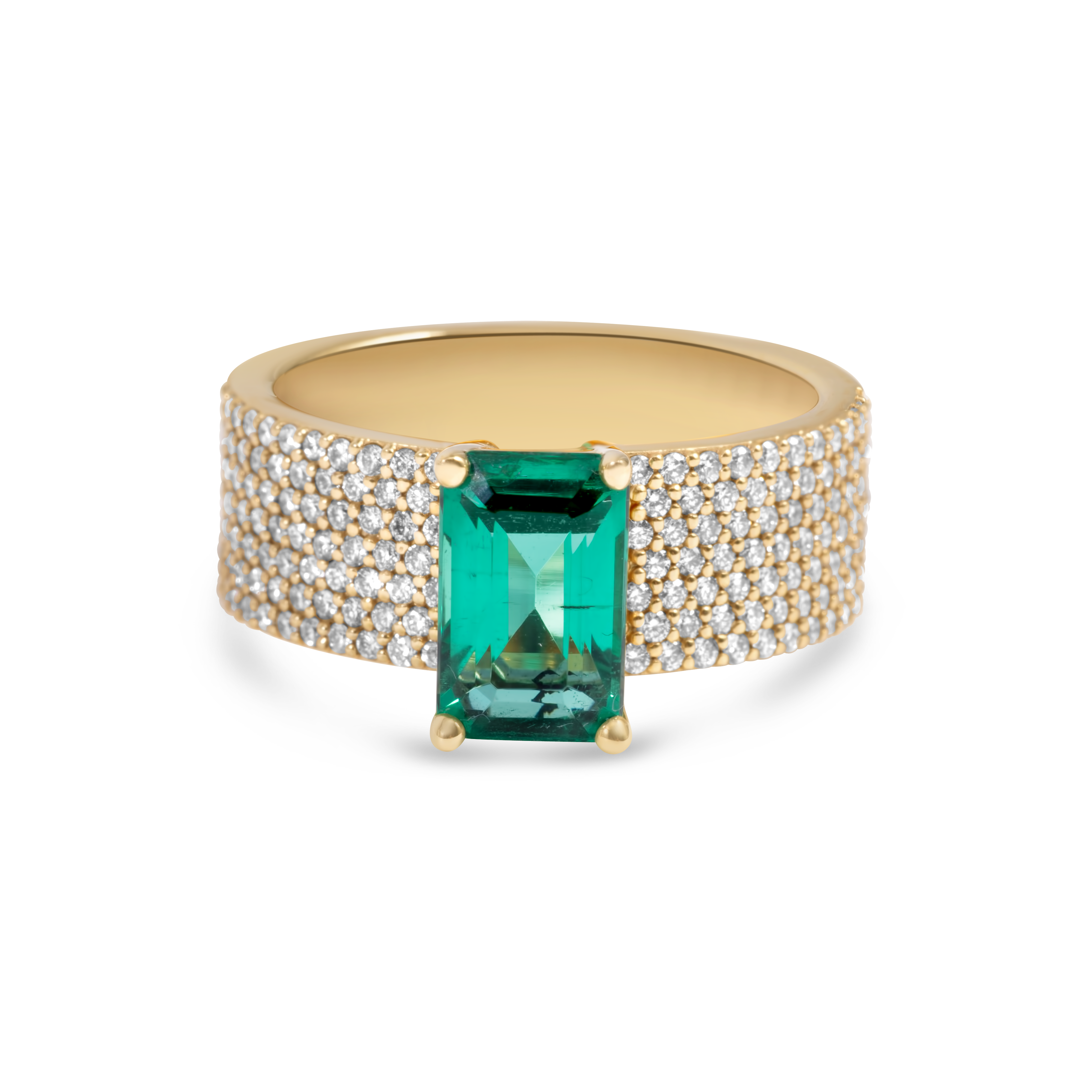 Bague Émeraude et Diamants | Or 14 carats