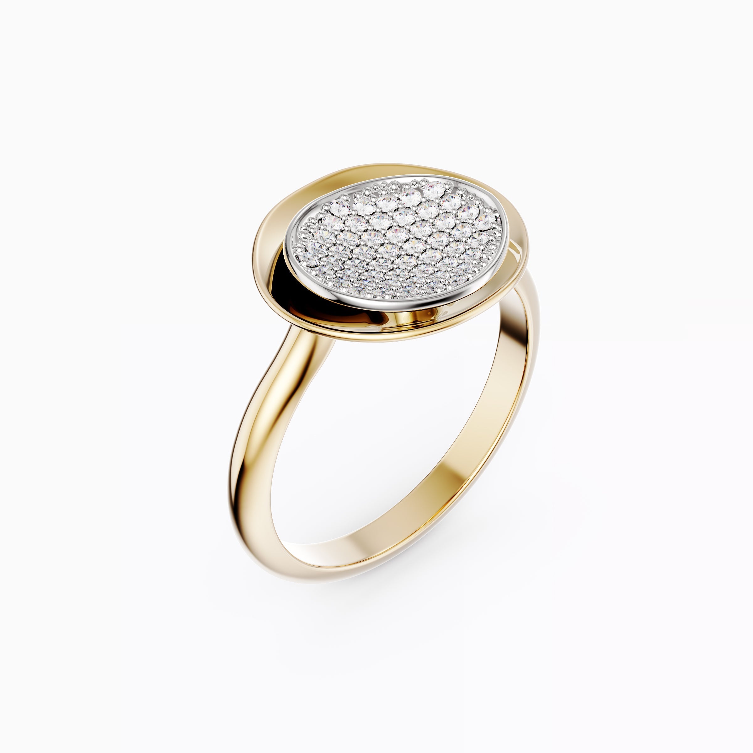 Floating diamond two-tone ring 18K gold | Platinum