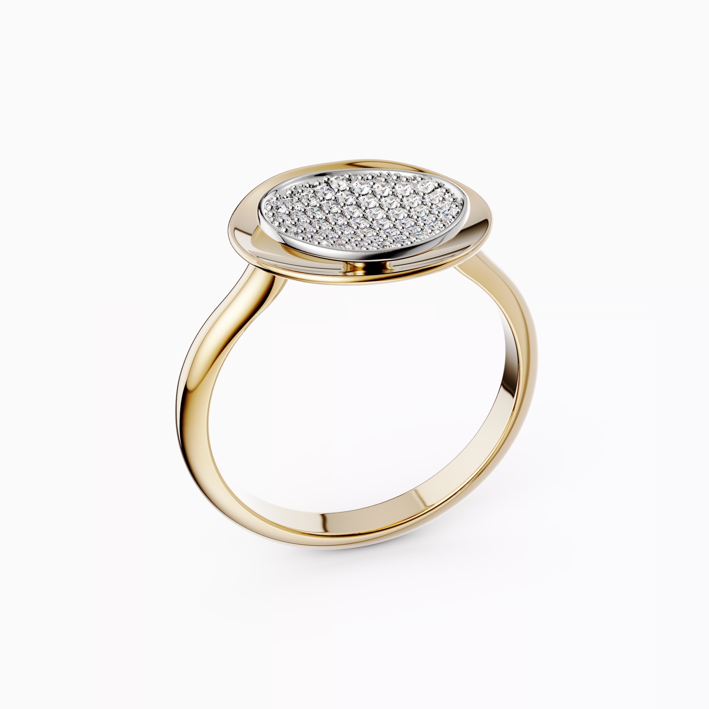 Bague flottante diamant or bicolore 18 carats | Platine