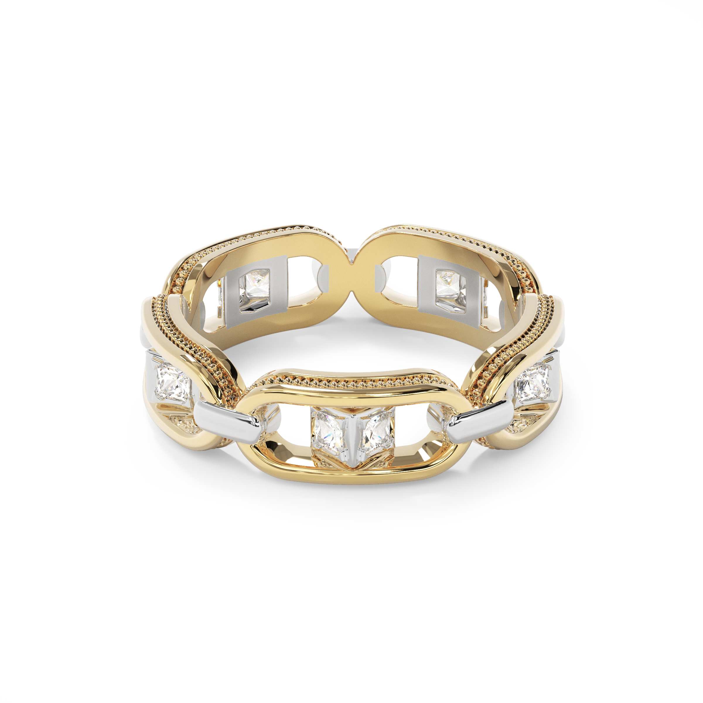 Bague chaîne en or bicolore | Or 18 carats et diamants