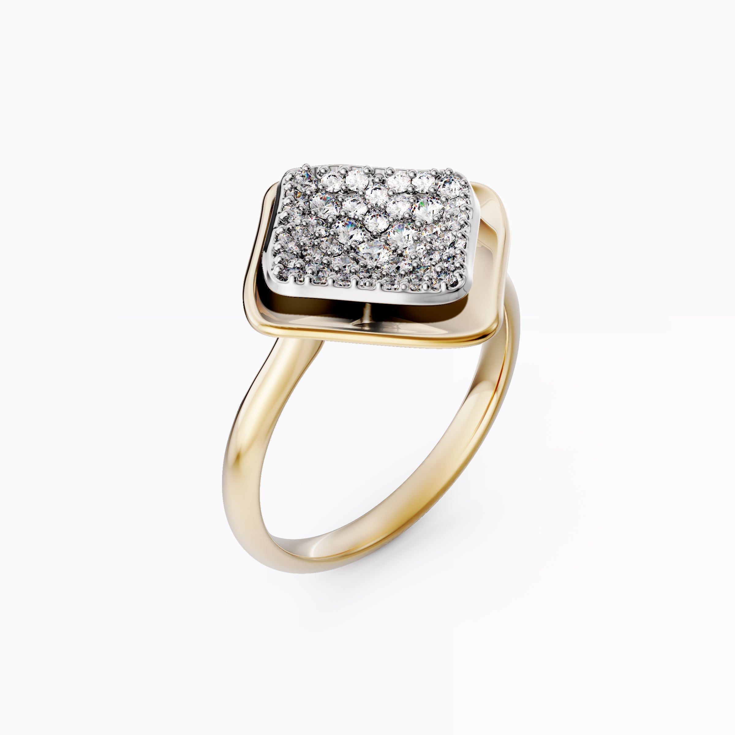 Bague étagée bicolore diamant flottant Or 18 carats | Platine