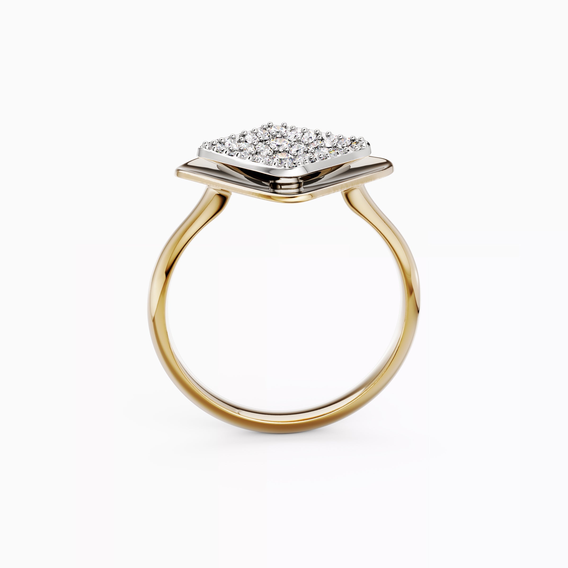 Bague étagée bicolore diamant flottant Or 18 carats | Platine