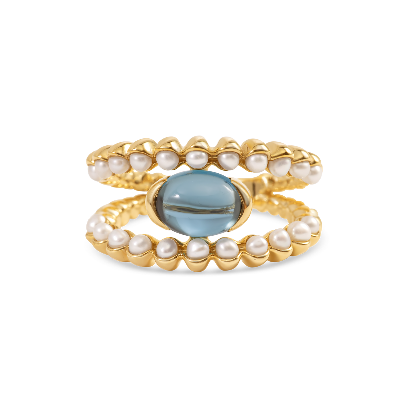 Bague topaze et perle akoya | Or 18 carats