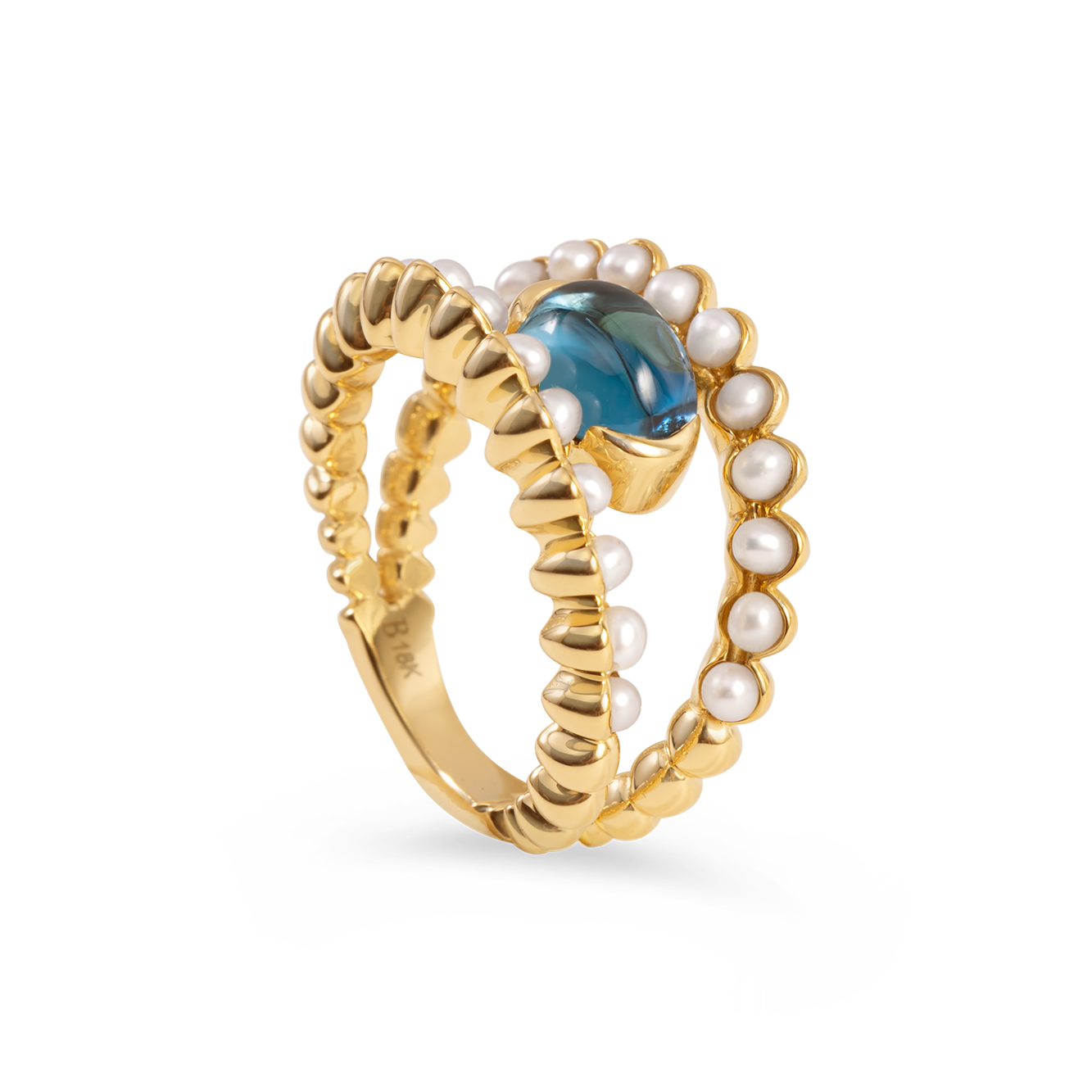 Bague topaze et perle akoya | Or 18 carats