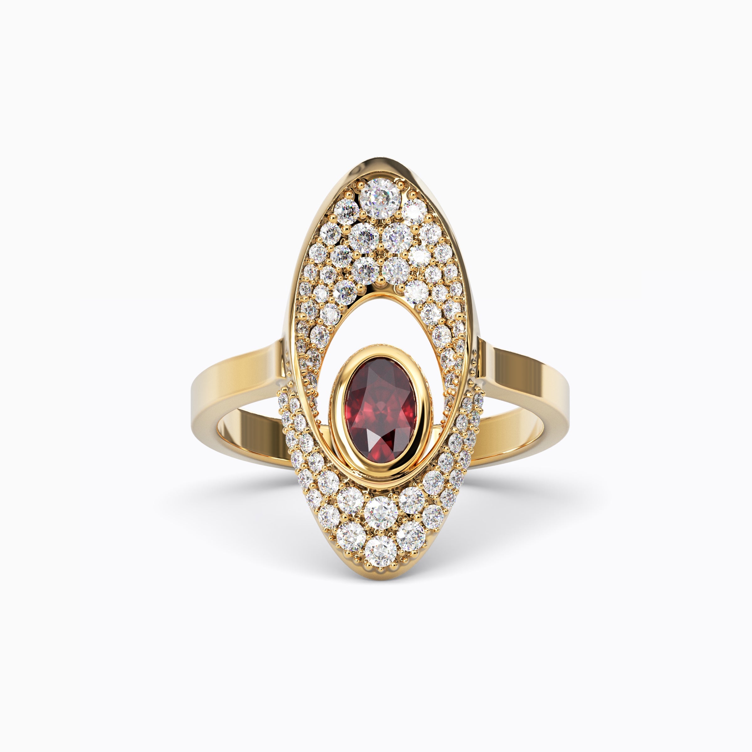 Bague diamant et rubis précieux | Or 18 carats