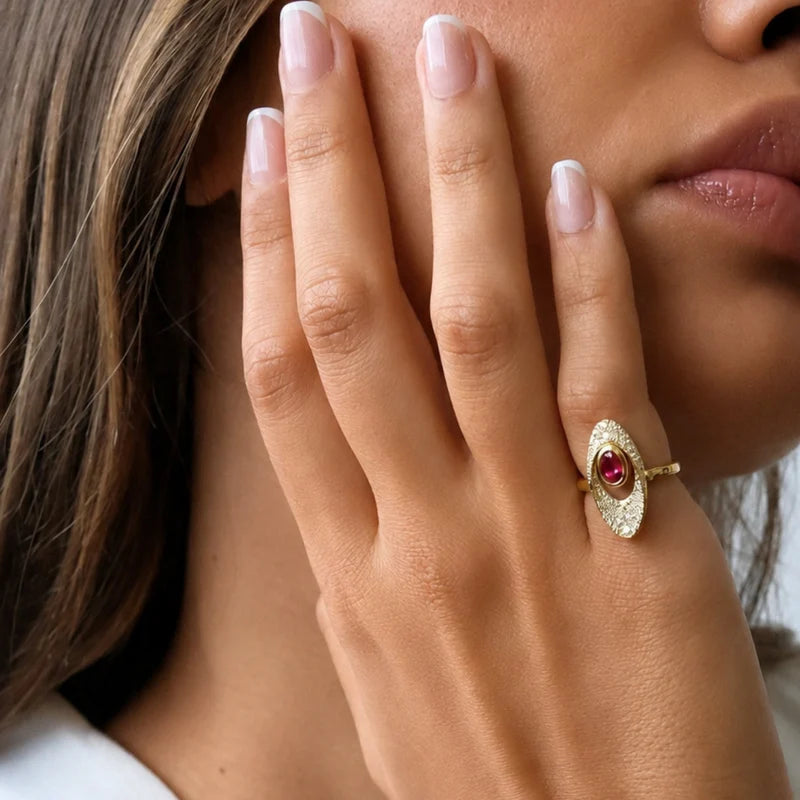 Bague diamant et rubis précieux | Or 18 carats