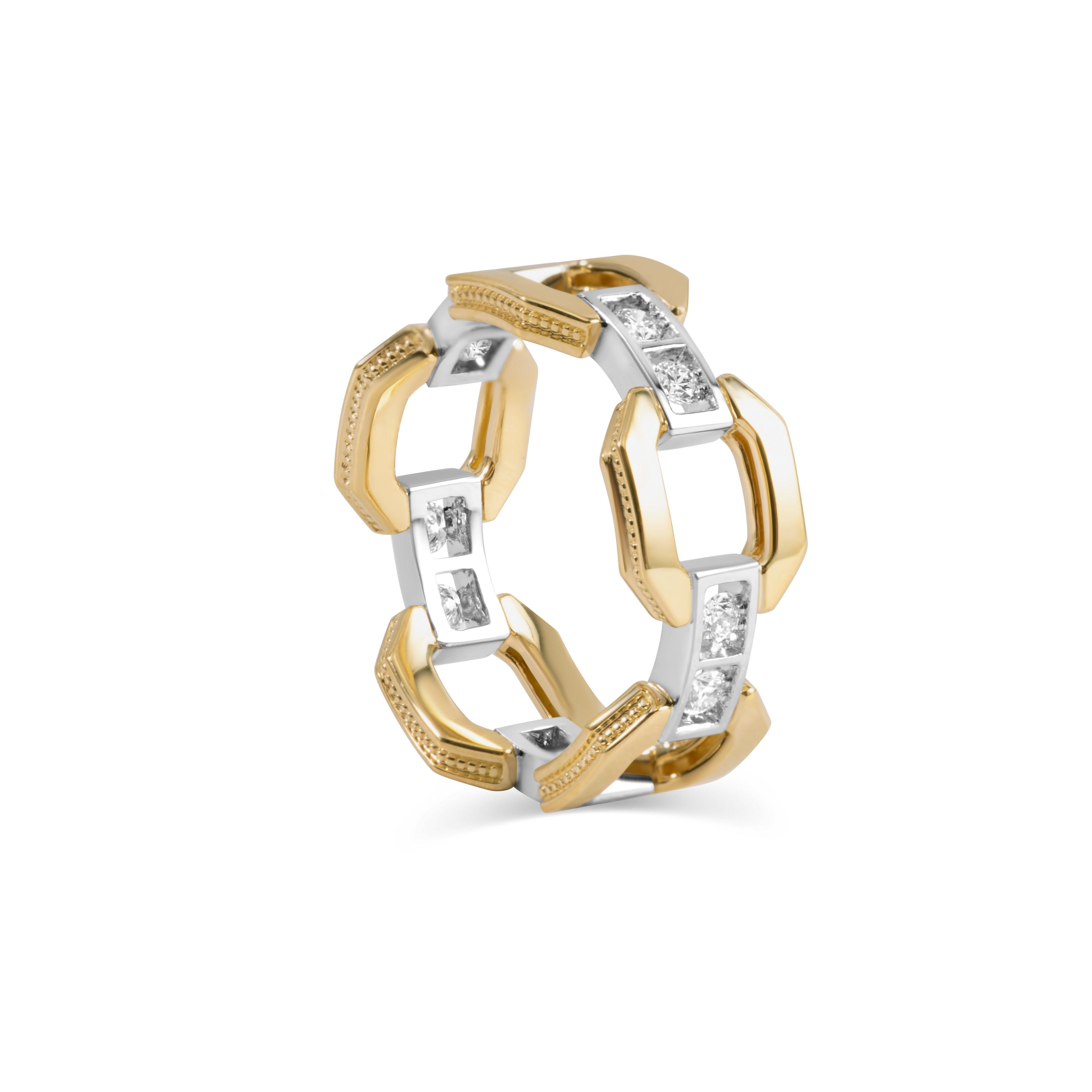 Bague maillons en métaux mélangés | Or 18 carats et Platine