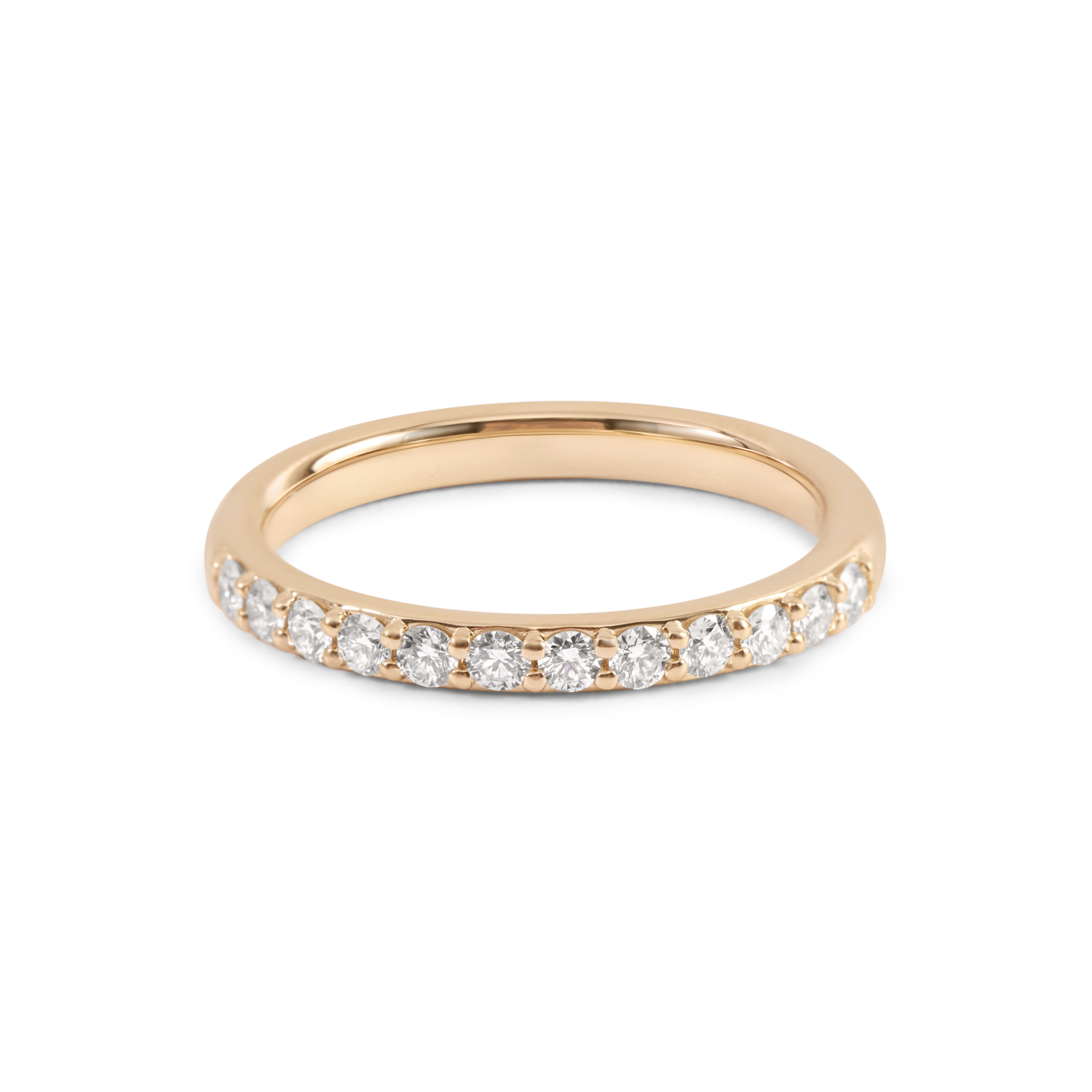 Diamond Shared Prong Wedding Band| 14K Gold
