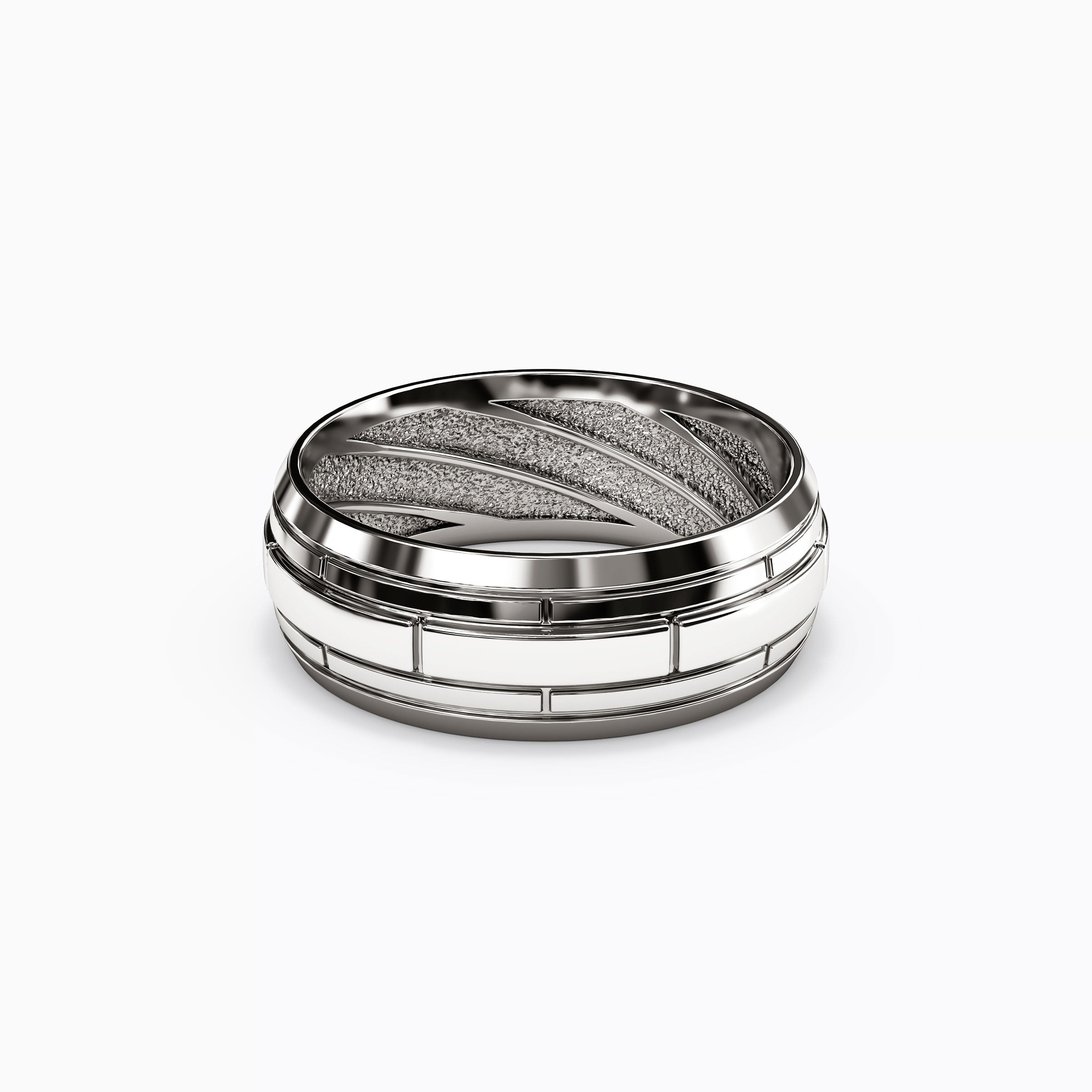 Brick Texture Wedding Band in 18K Gold