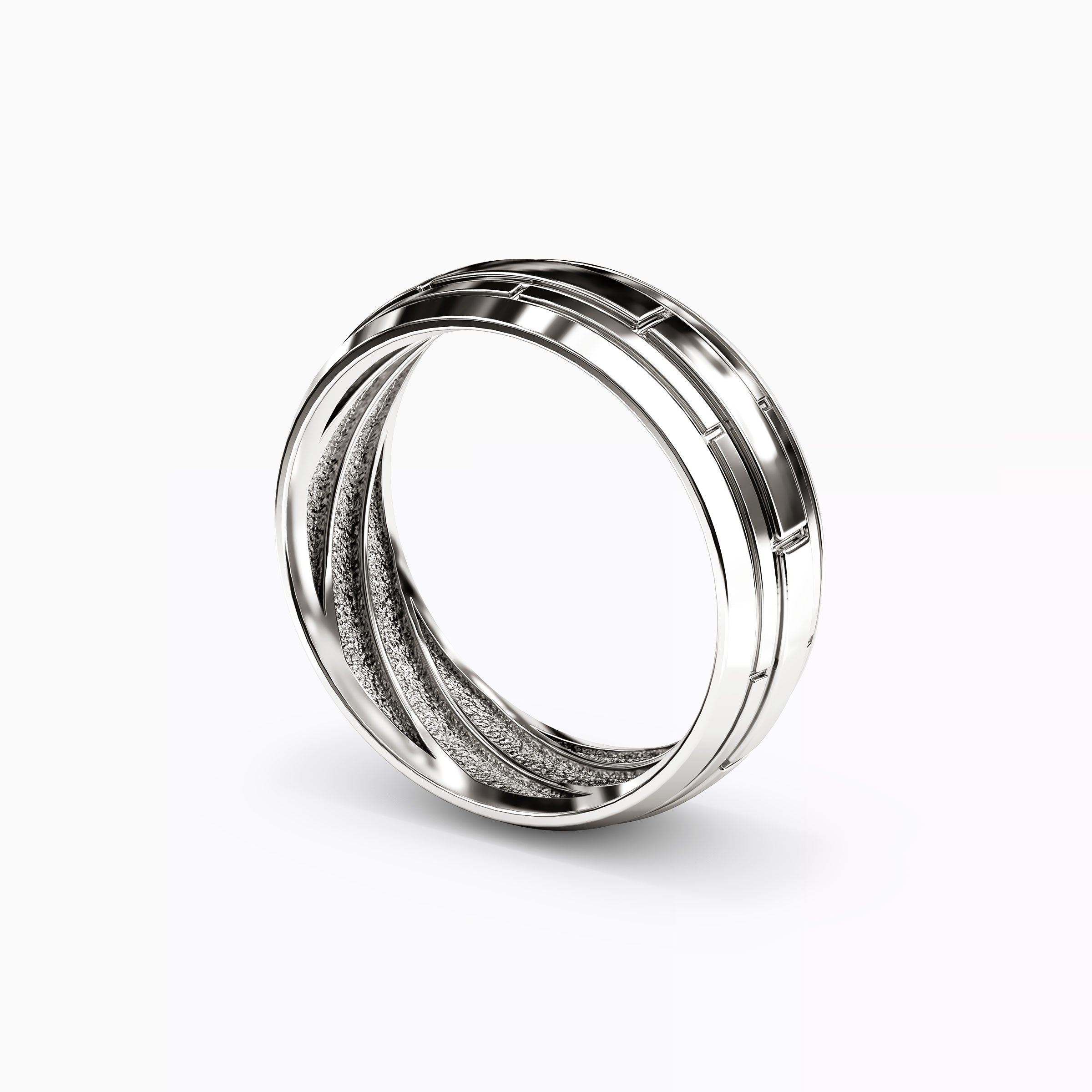 Brick Texture Wedding Band in 18K Gold