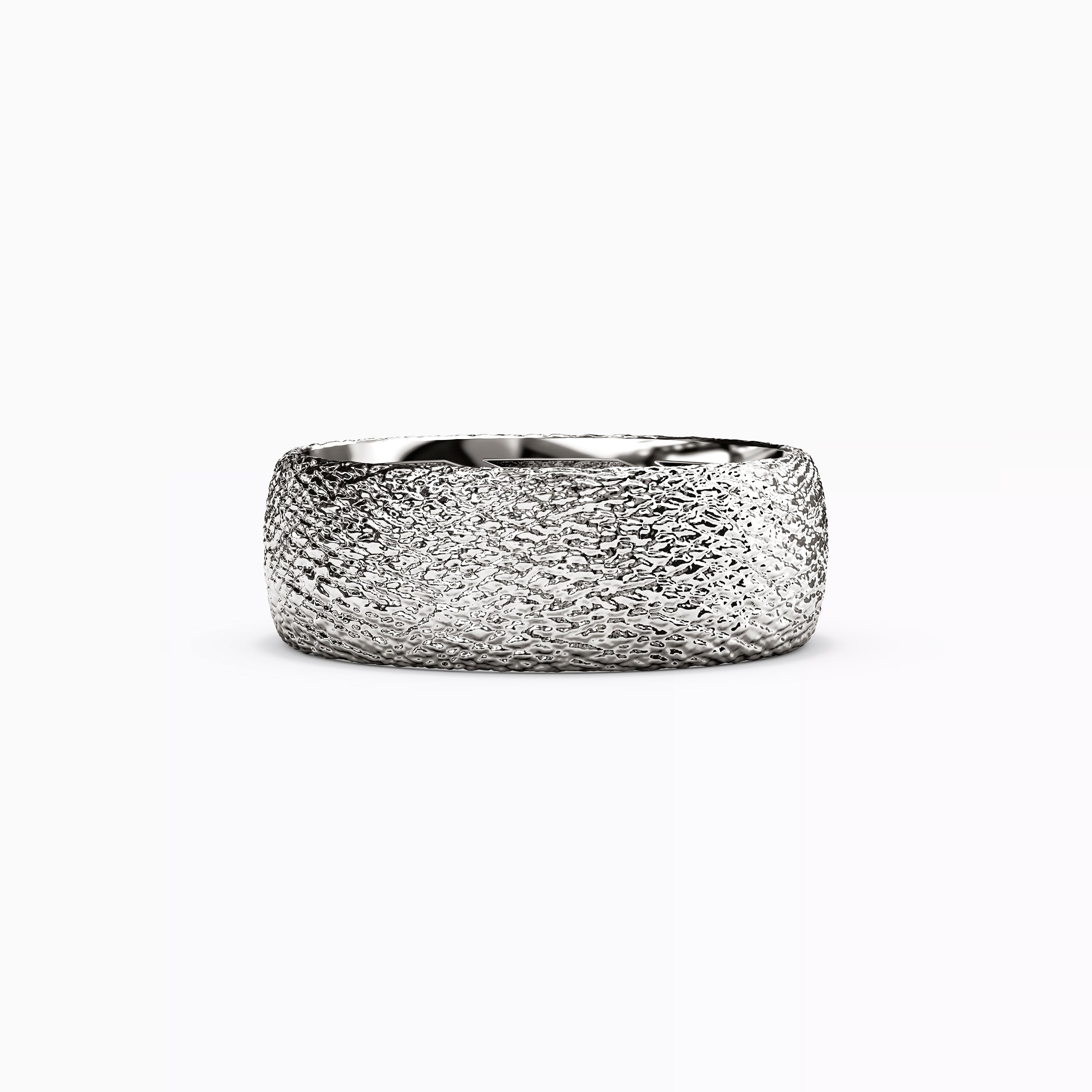 Cross-Hatch Texture Wedding Band in 18K Gold