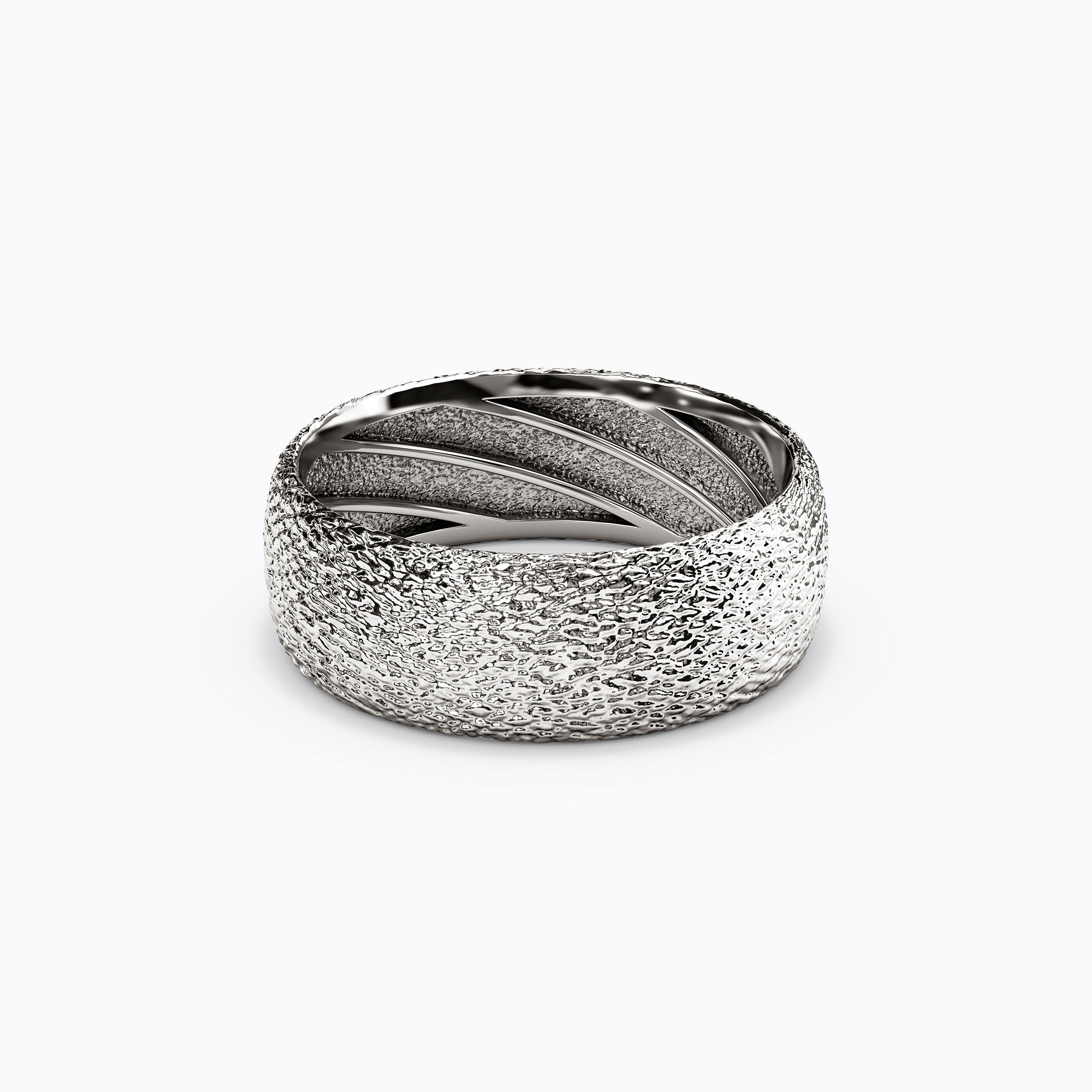 Cross-Hatch Texture Wedding Band in 18K Gold