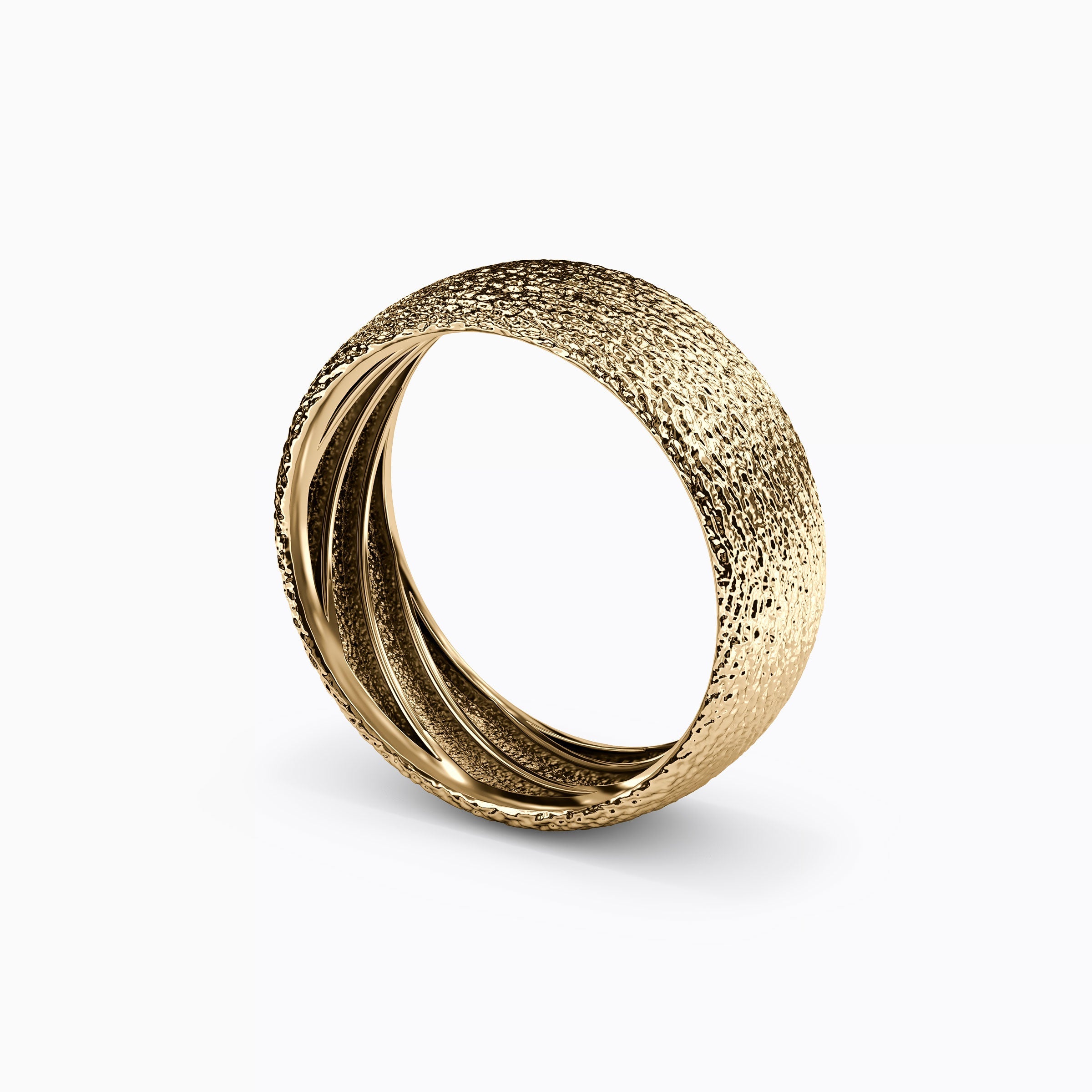 Cross-Hatch Texture Wedding Band in 18K Gold