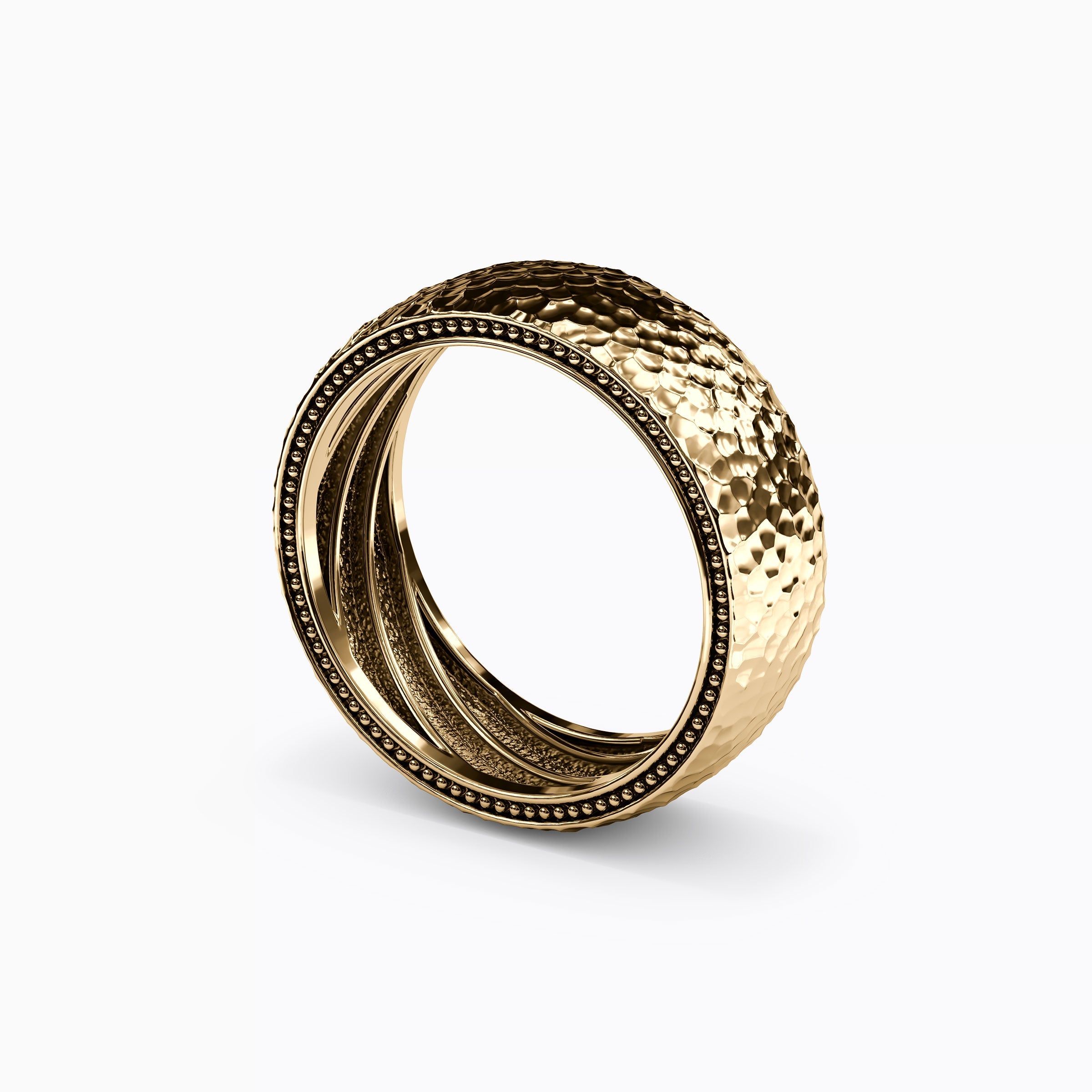 Alliance Martelé Poli en Or 18 Carats