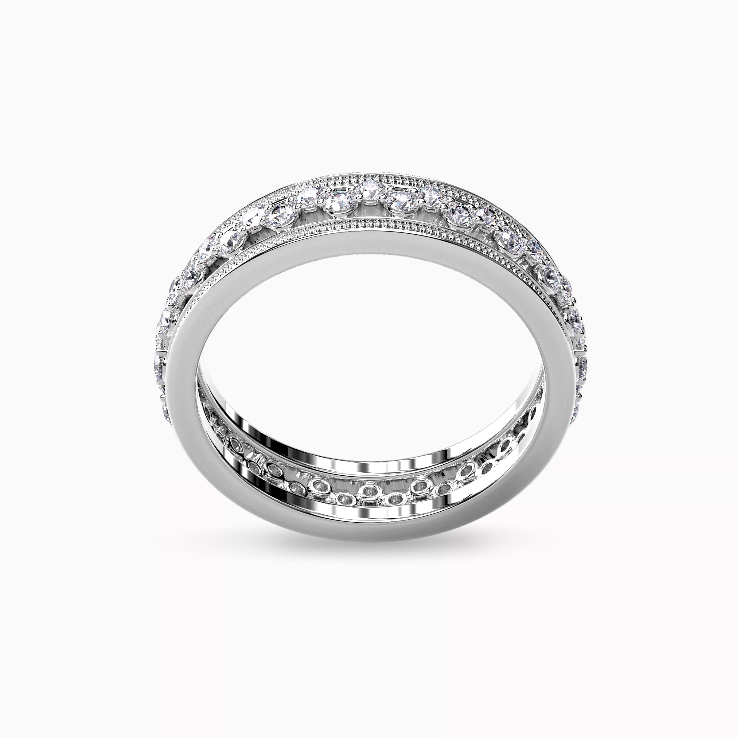 Alliance de mariage asymétrique milgrain en platine avec diamants